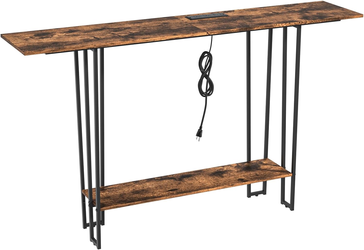 VECELO Couch Side & Console Table with 2 Outlets & 2 USB Ports - VECELO