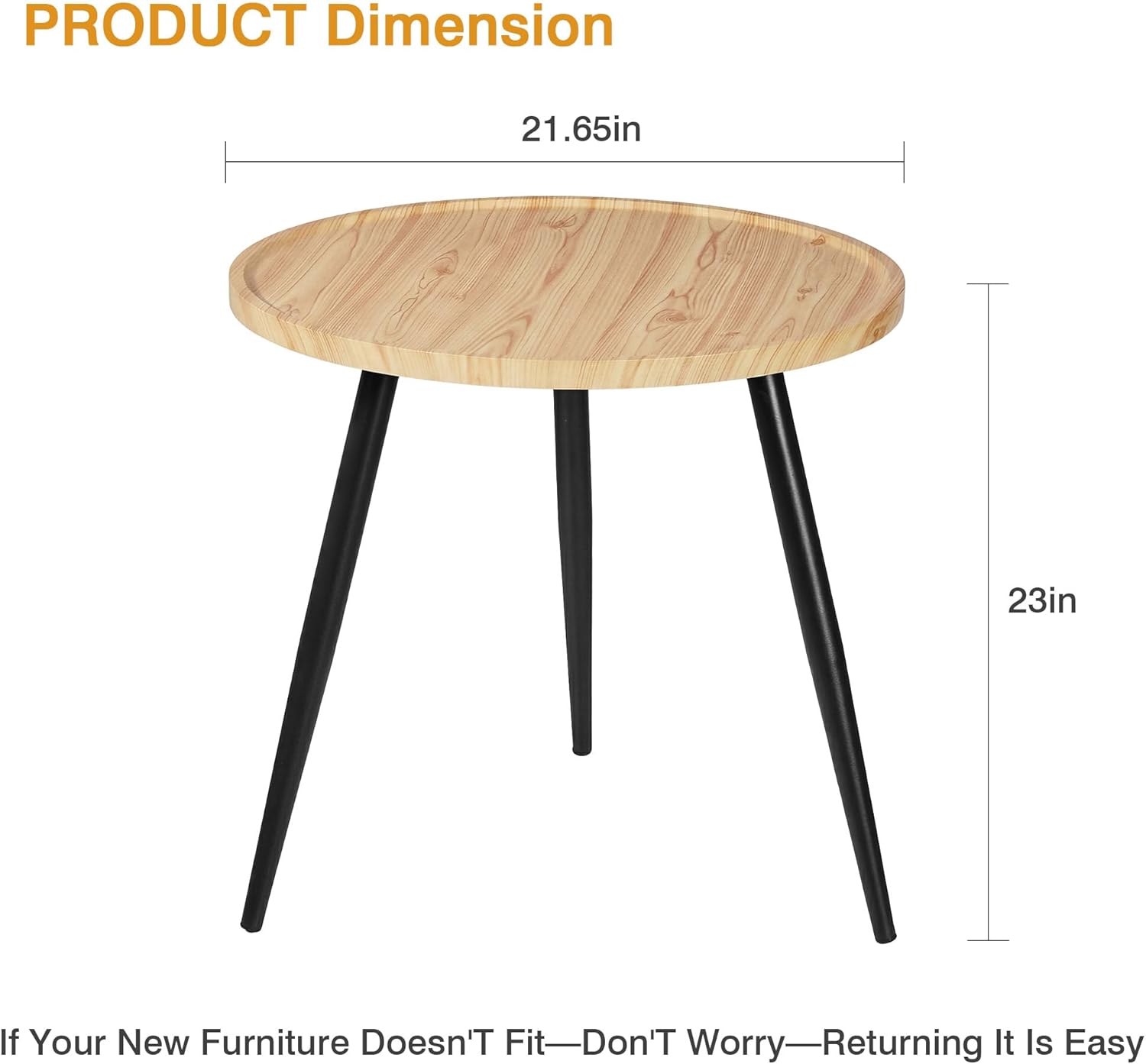 VECELO Modern Side Table, Round Small End Table