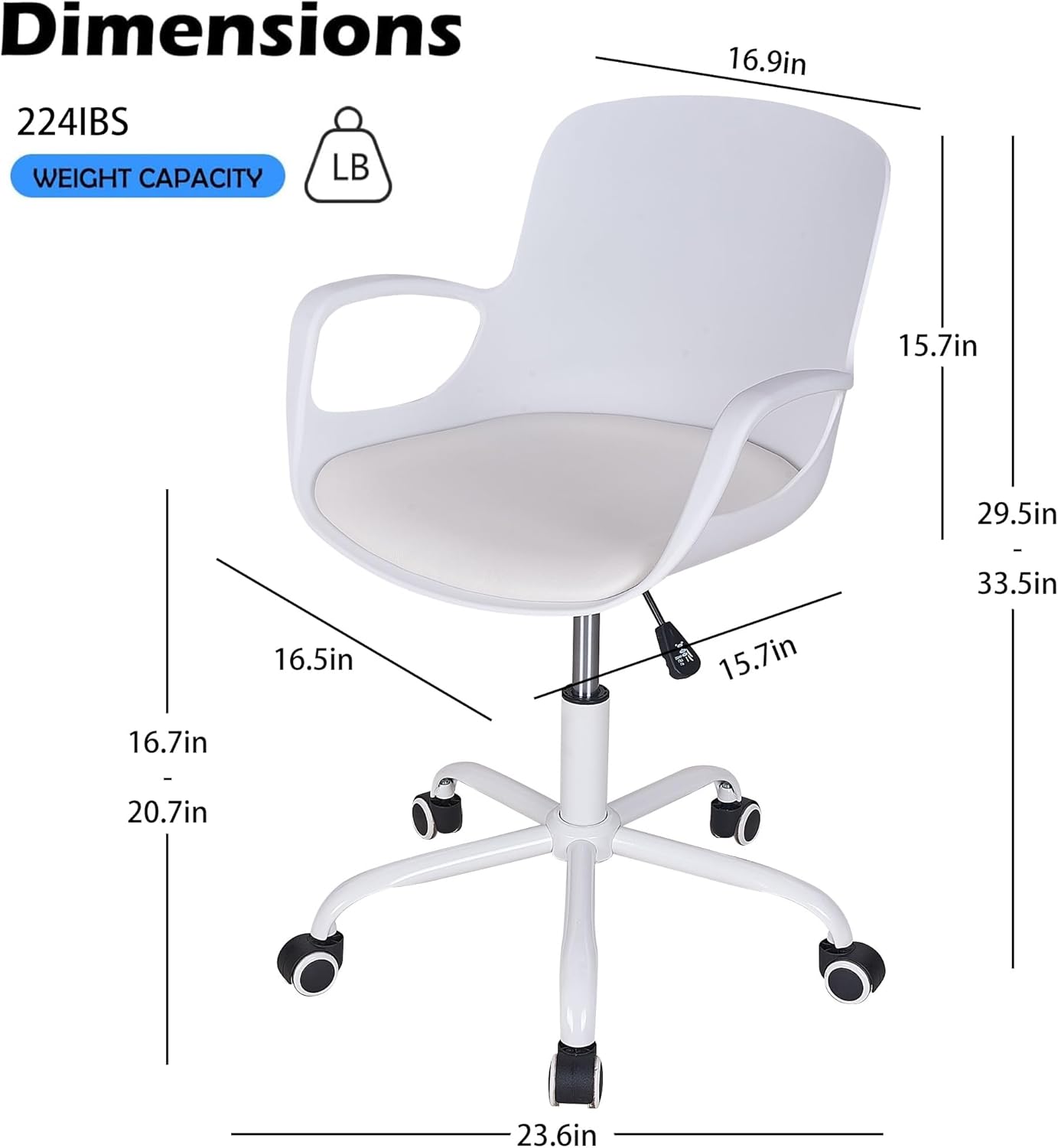 VECELO Mid-Back Chair for Desk with Armrests - VECELO
