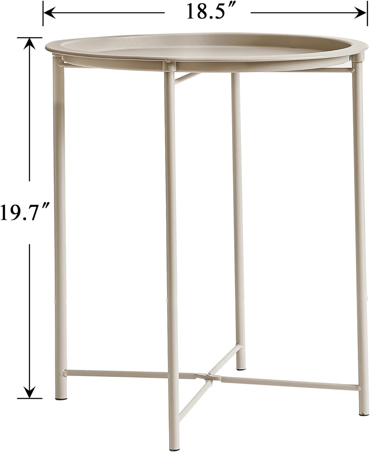 VECELO Metal Round End/Side Table with Removable Tray Small Folding Anti-Rust Nightstand - VECELO