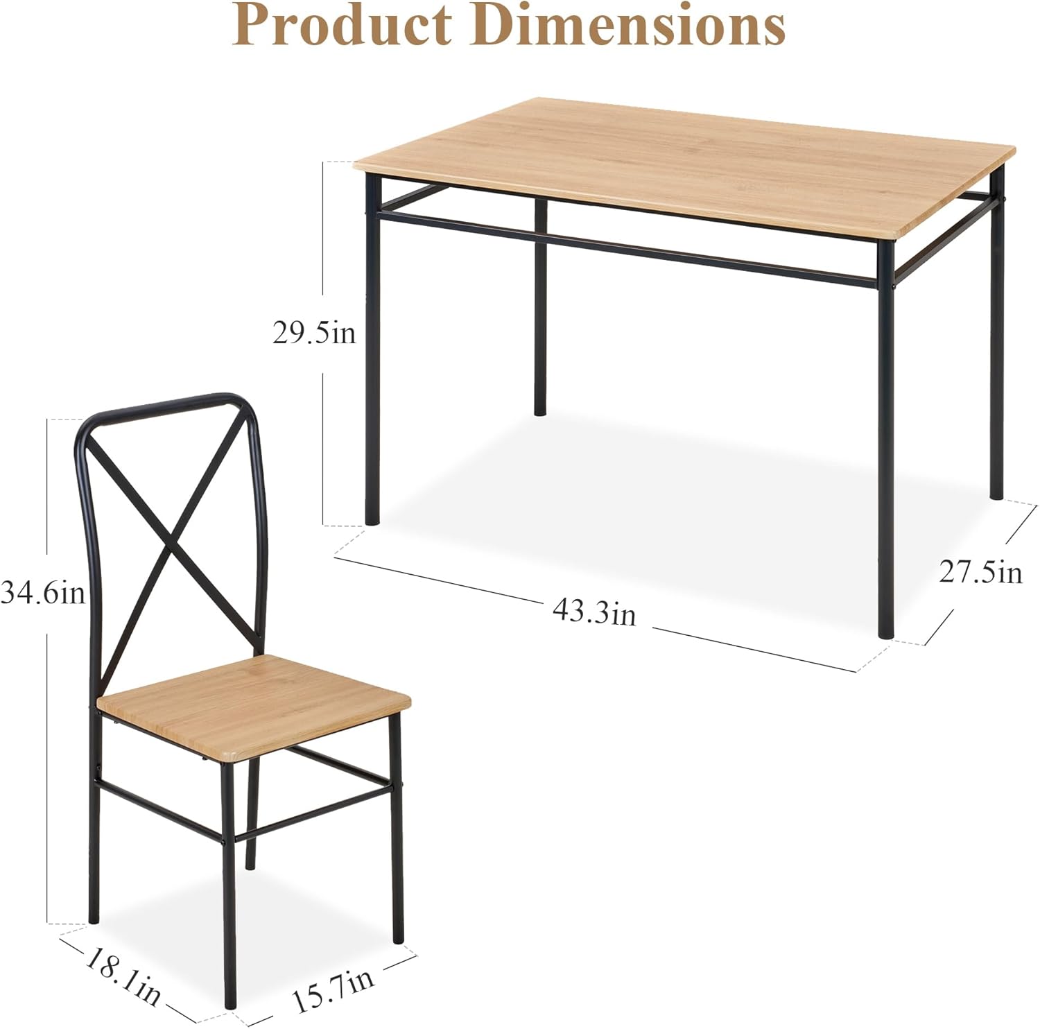 VECELO 5-Piece Kitchen Dining Table Set