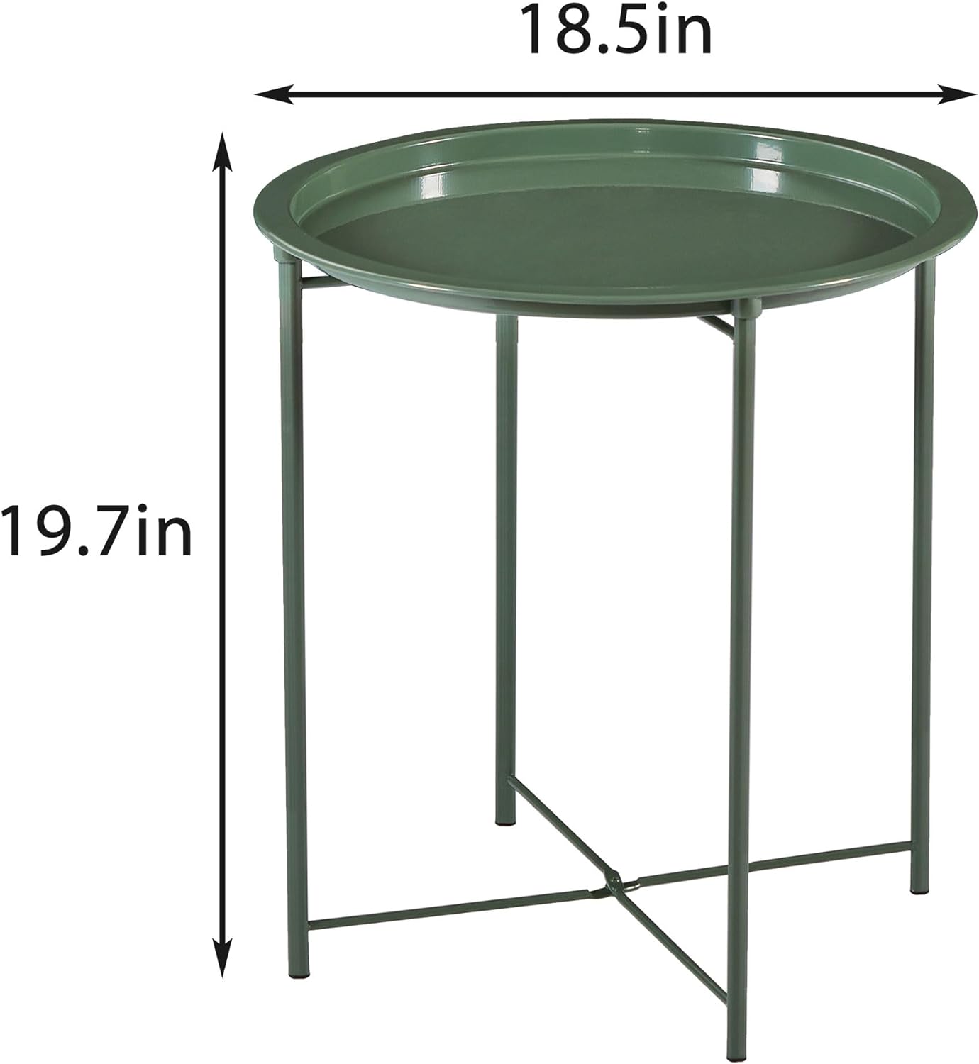 VECELO Metal Round End/Side Table with Removable Tray Small Folding Anti-Rust Nightstand - VECELO