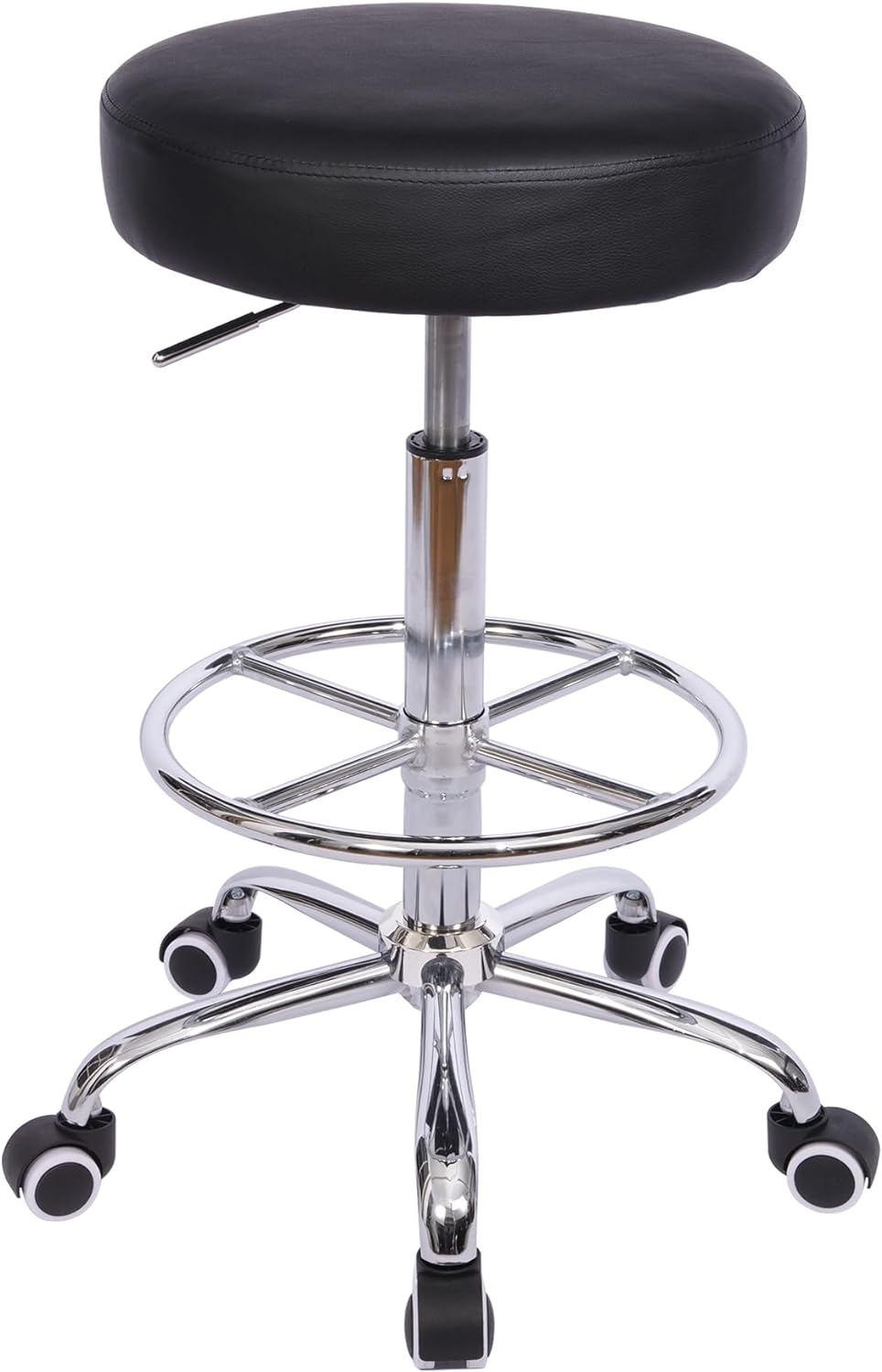 VECELO Round Rolling Stool with Footrest and Wheels - VECELO