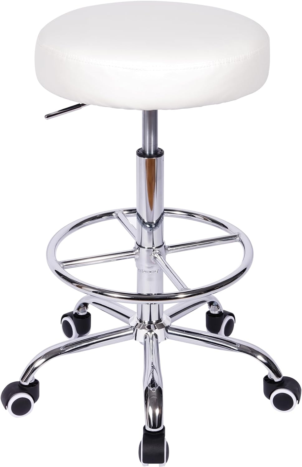 VECELO Round Rolling Stool with Footrest and Wheels - VECELO