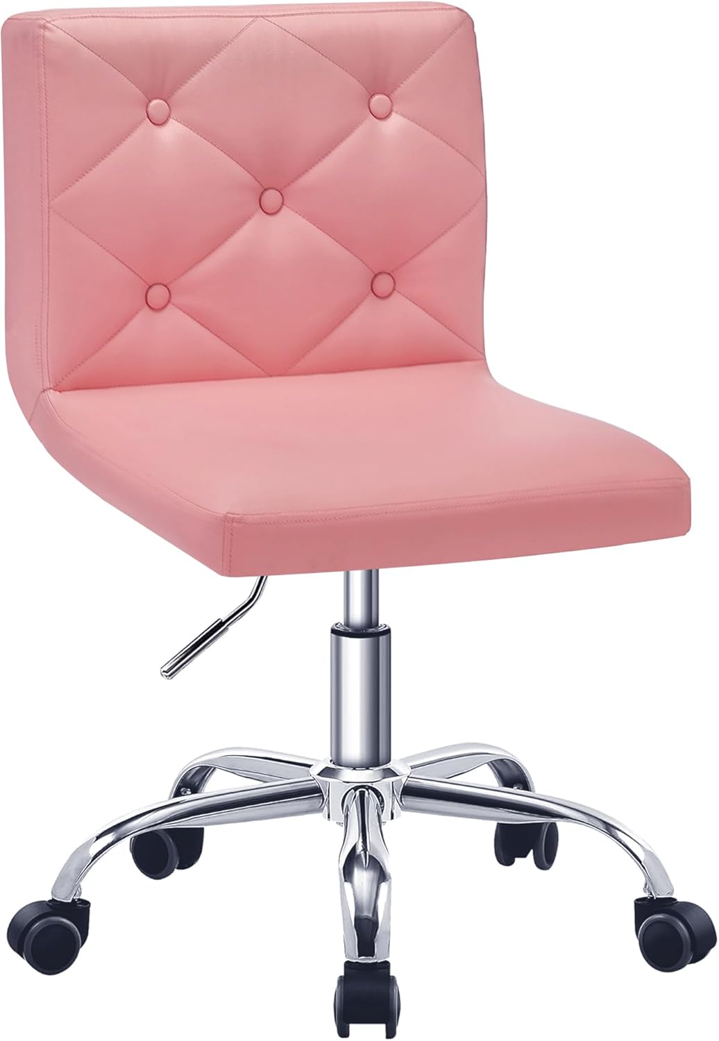 VECELO PU Leather Mid-Back Armless Desk Chair Adjustable Height 360° Rolling Swivel - VECELO