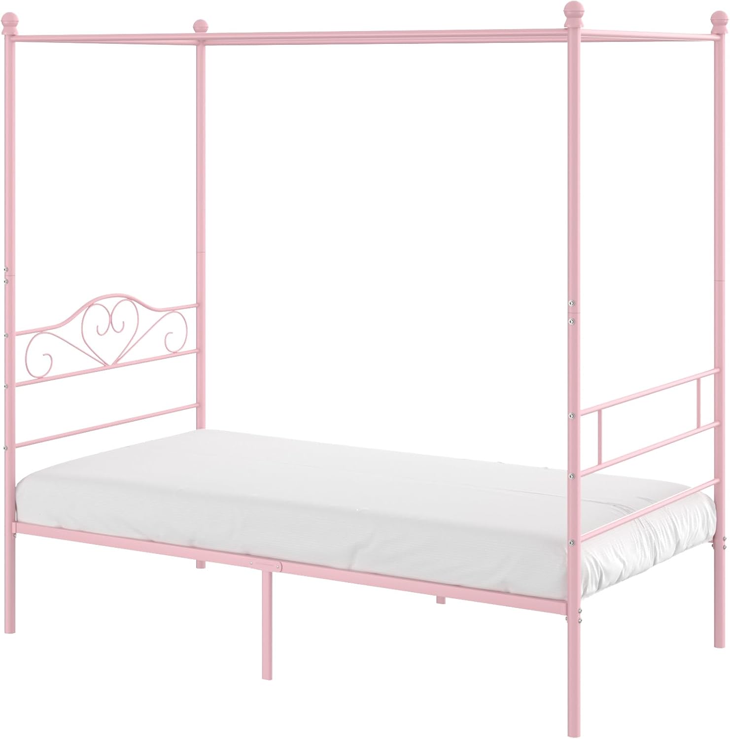 VECELO Twin Canopy Bed Frame with Headboard and Footboard - VECELO