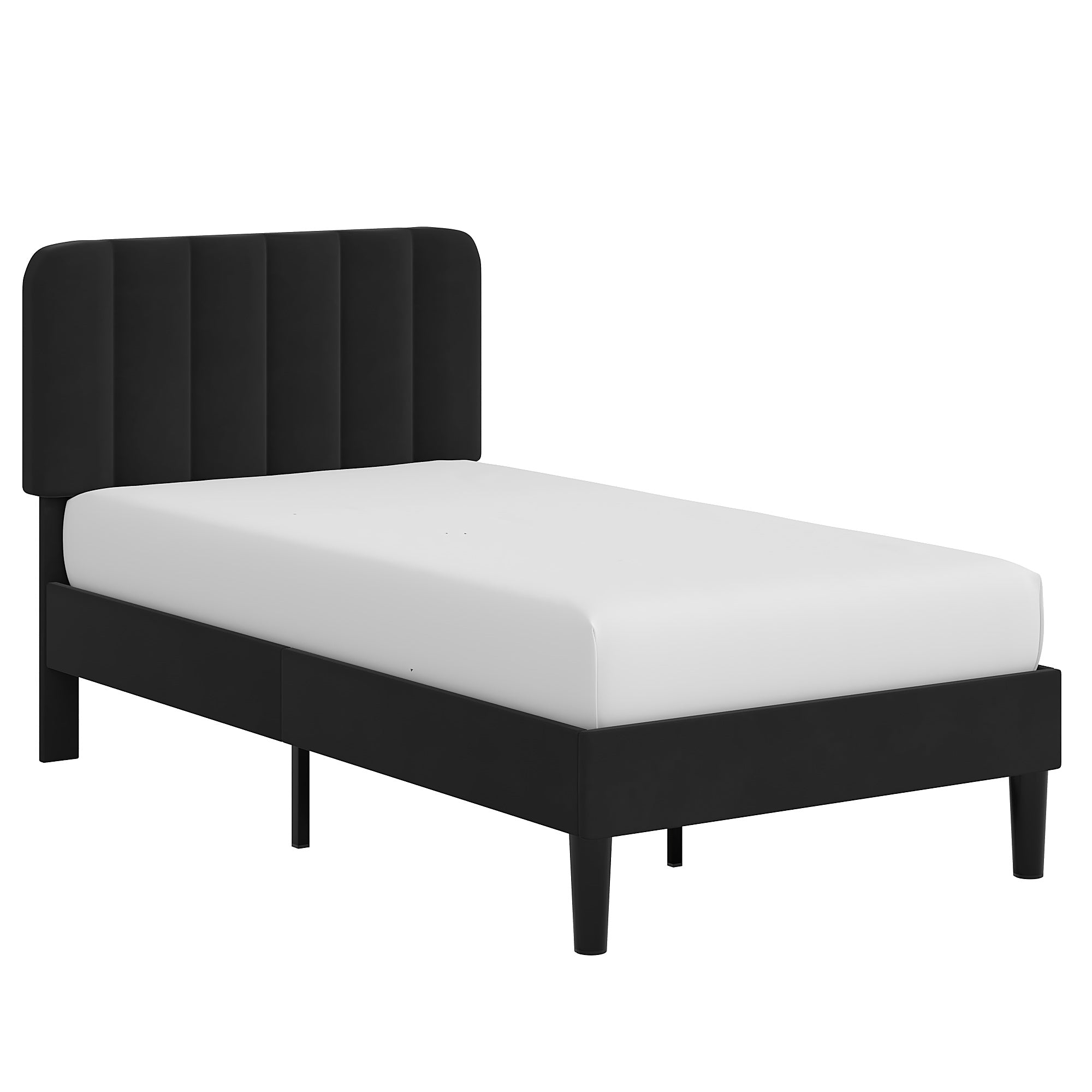 VECELO Upholstered Platform bedframe with Adjustable Headboard - VECELO