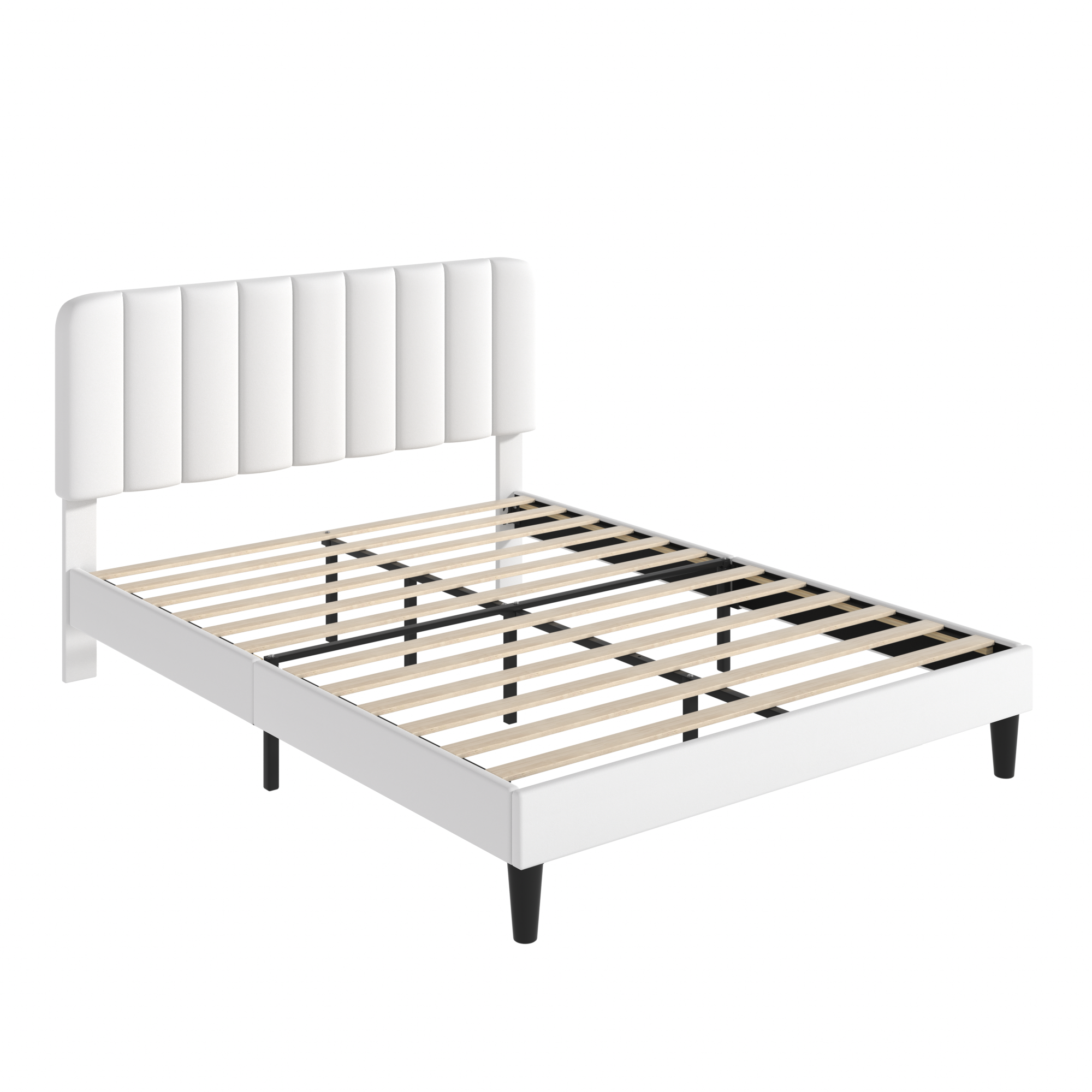 VECELO Upholstered Platform bedframe with Adjustable Headboard - VECELO