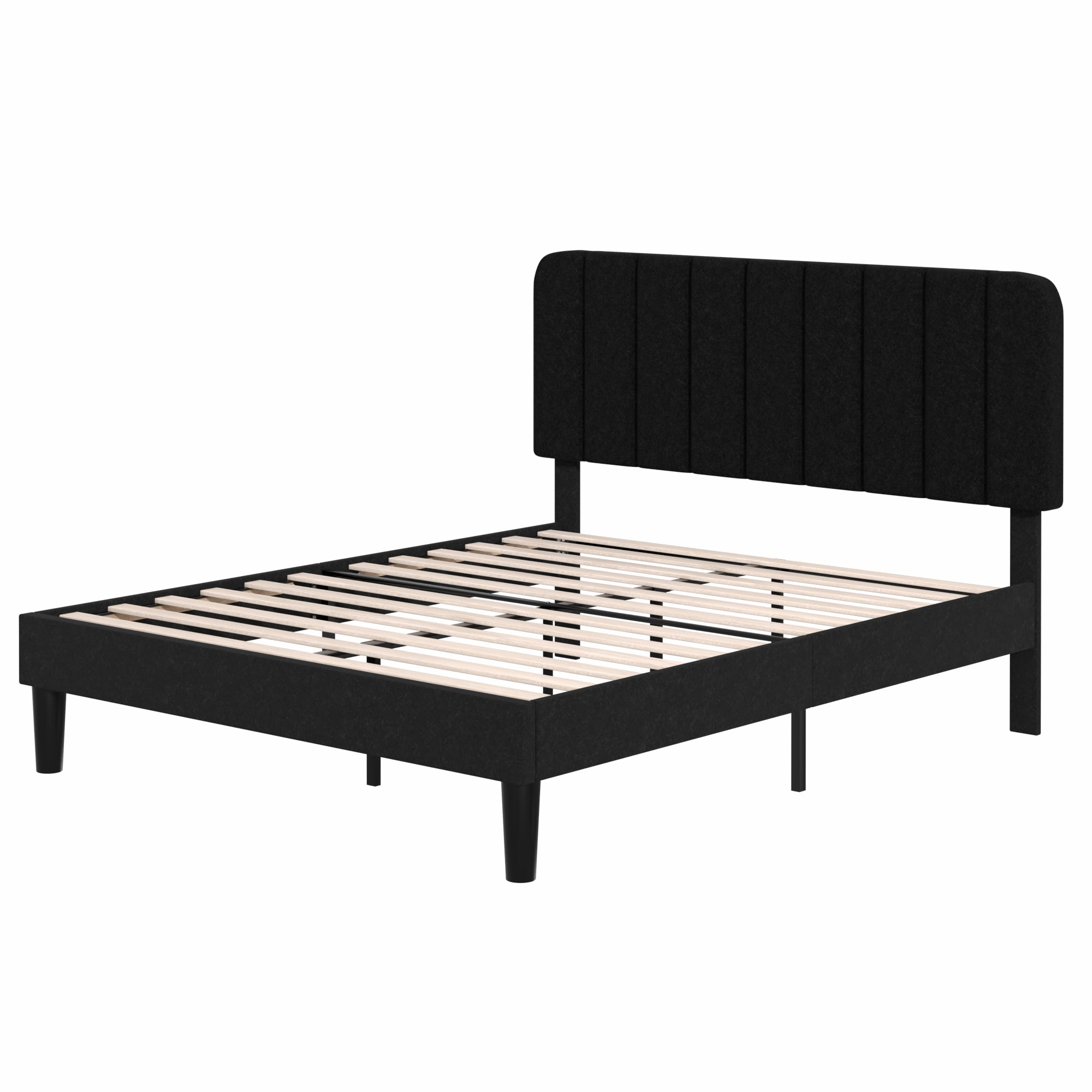 VECELO Upholstered Platform bedframe with Adjustable Headboard - VECELO