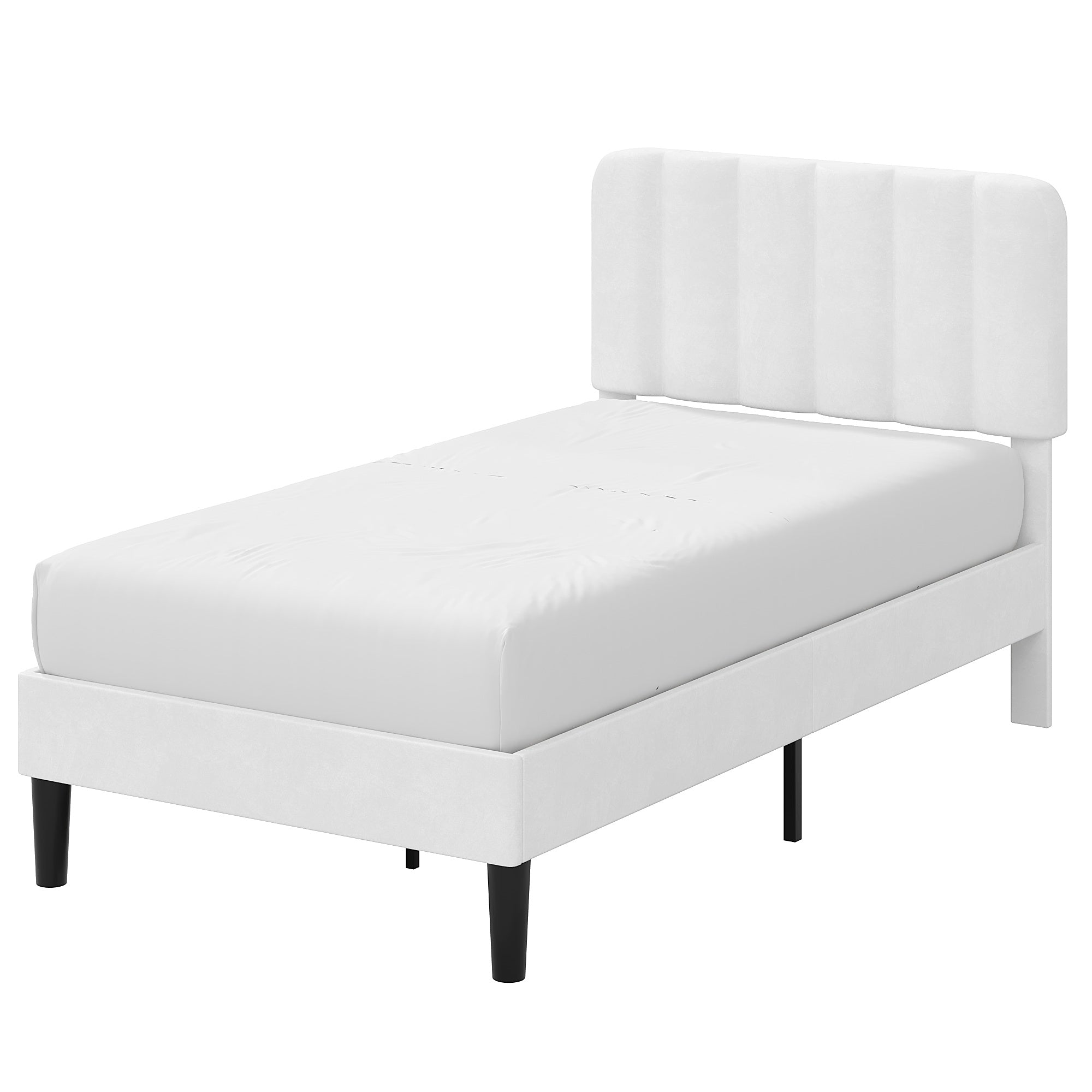 VECELO Upholstered Platform bedframe with Adjustable Headboard - VECELO