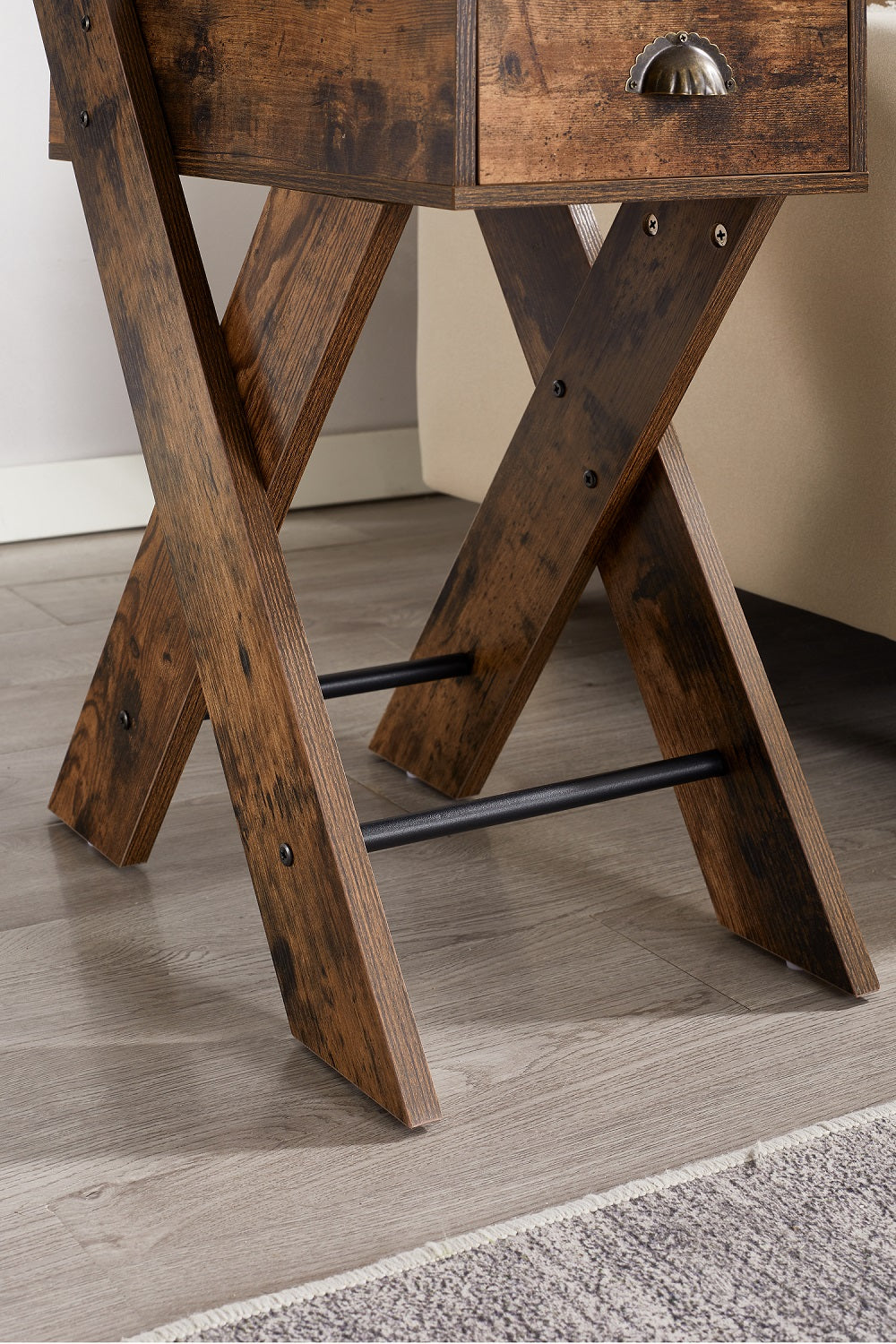 VECELO End Side Table with Charging Station Narrow Nightstand with Drawer& USB Ports - VECELO