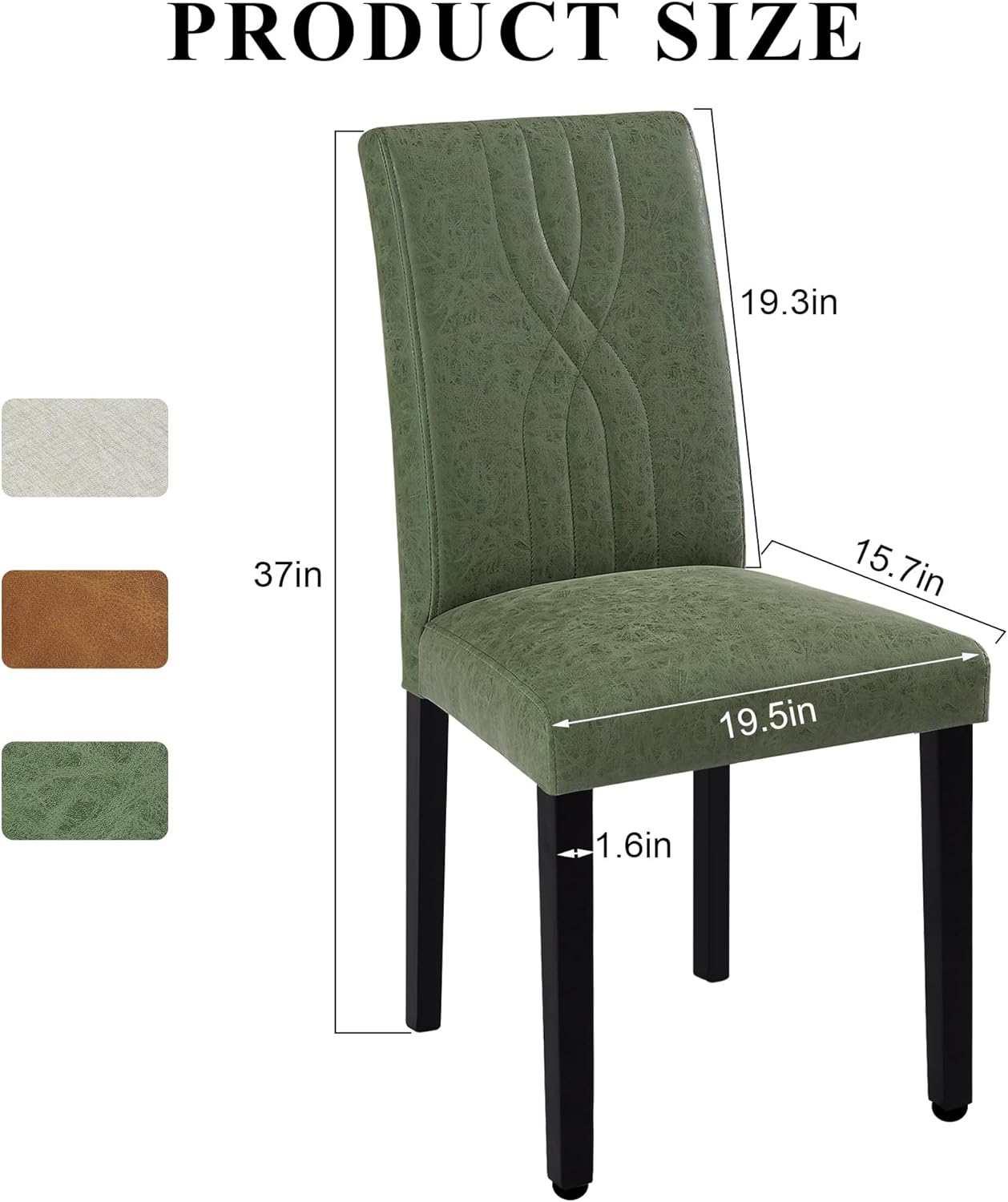 VECELO Upholstered Dining Chairs Set of 2 Modern Fabric and Solid Wood Legs & High Back - VECELO