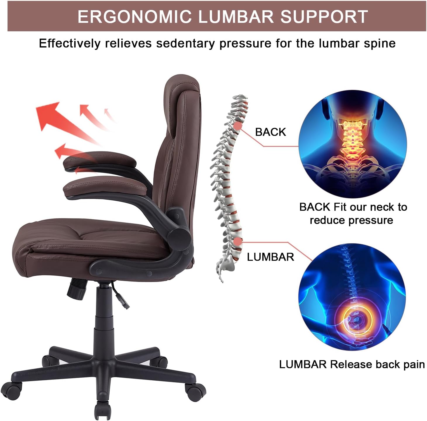 VECELO Executive High-Back PU Leather Computer Desk Chairs - VECELO