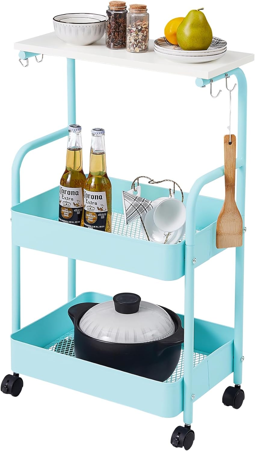 Storage Rolling Cart, 3 Tier Utility Cart Storage Unit Organizers