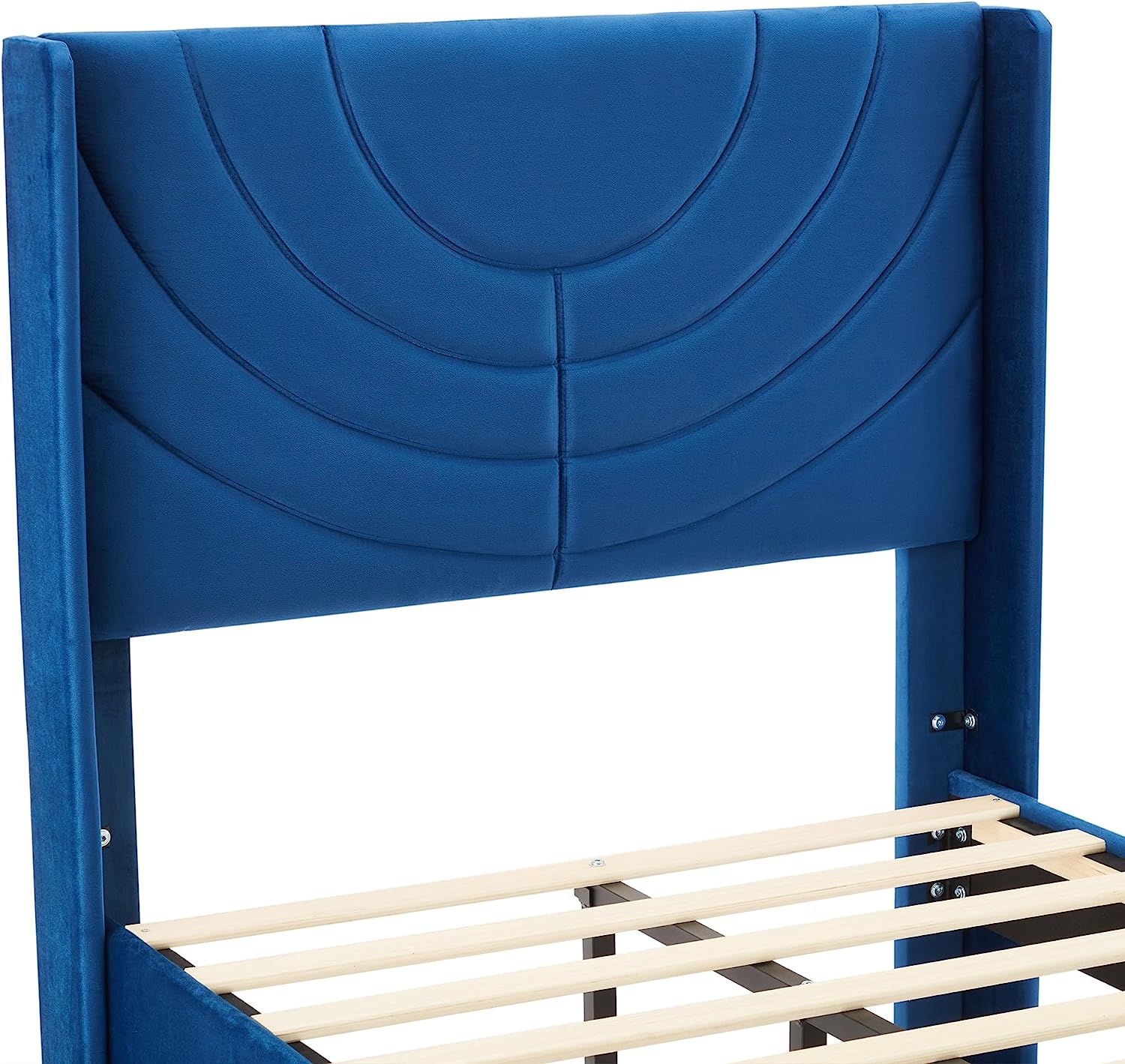 VECELO Upholstered Platform Bed Frame with Adjustable Fabric Headboard - VECELO