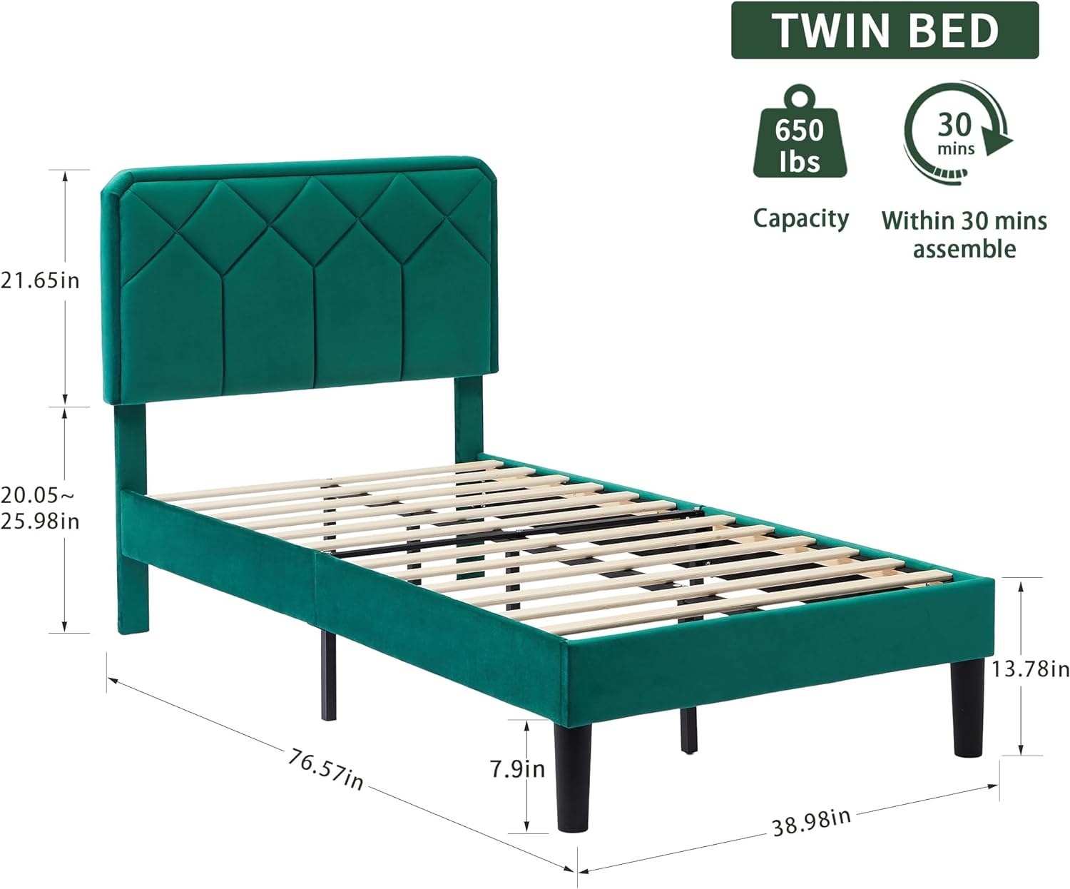 VECELO Premium Leather Upholstered Platform Bed Frame - VECELO