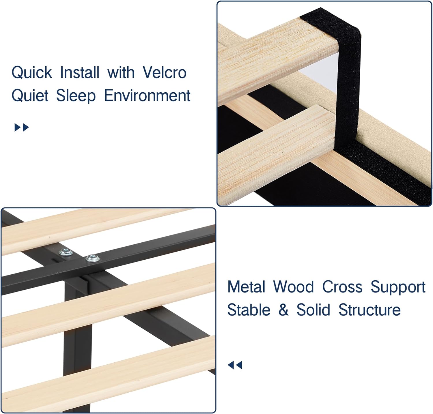 VECELO Upholstered Platform Bed,Mattress Foundation with Headboard - VECELO