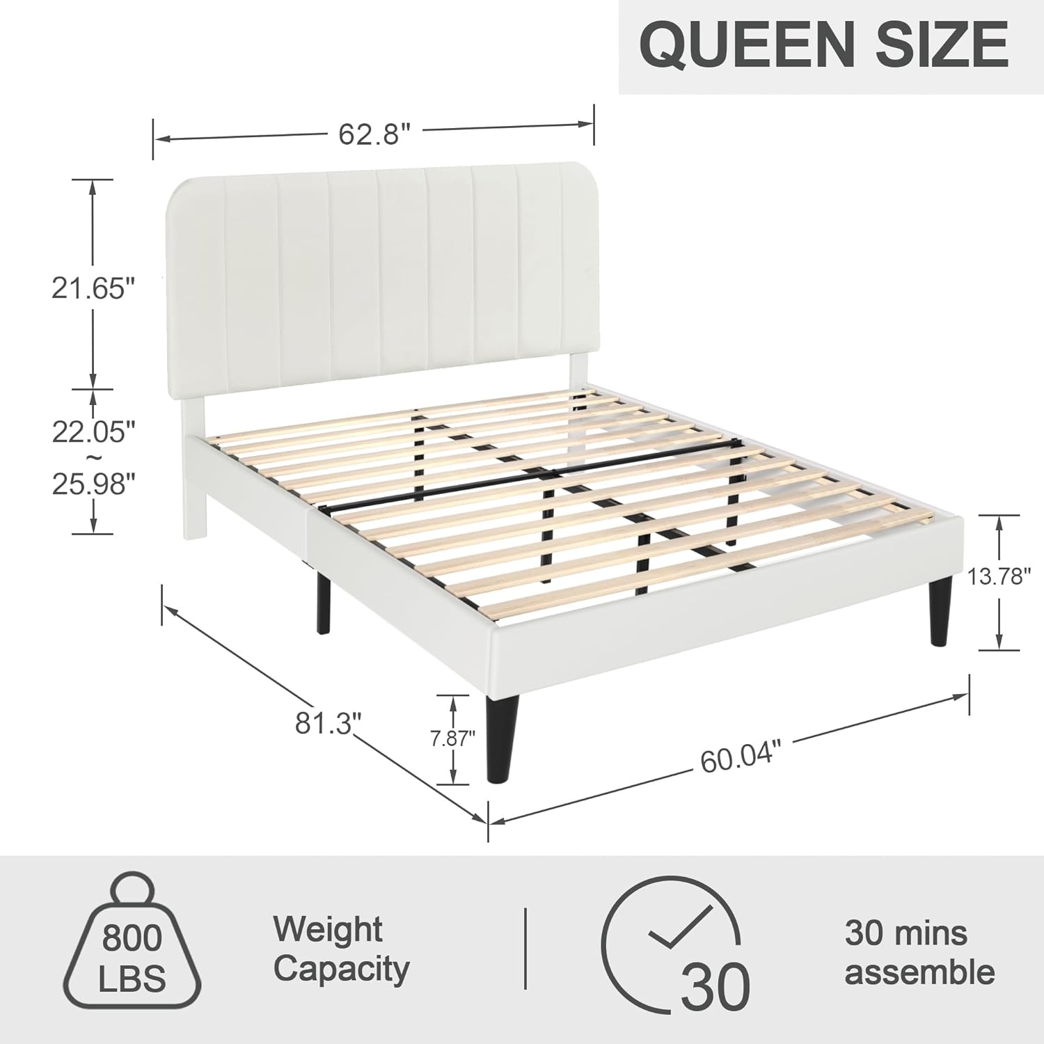 VECELO Upholstered Platform bedframe with Adjustable Headboard - VECELO