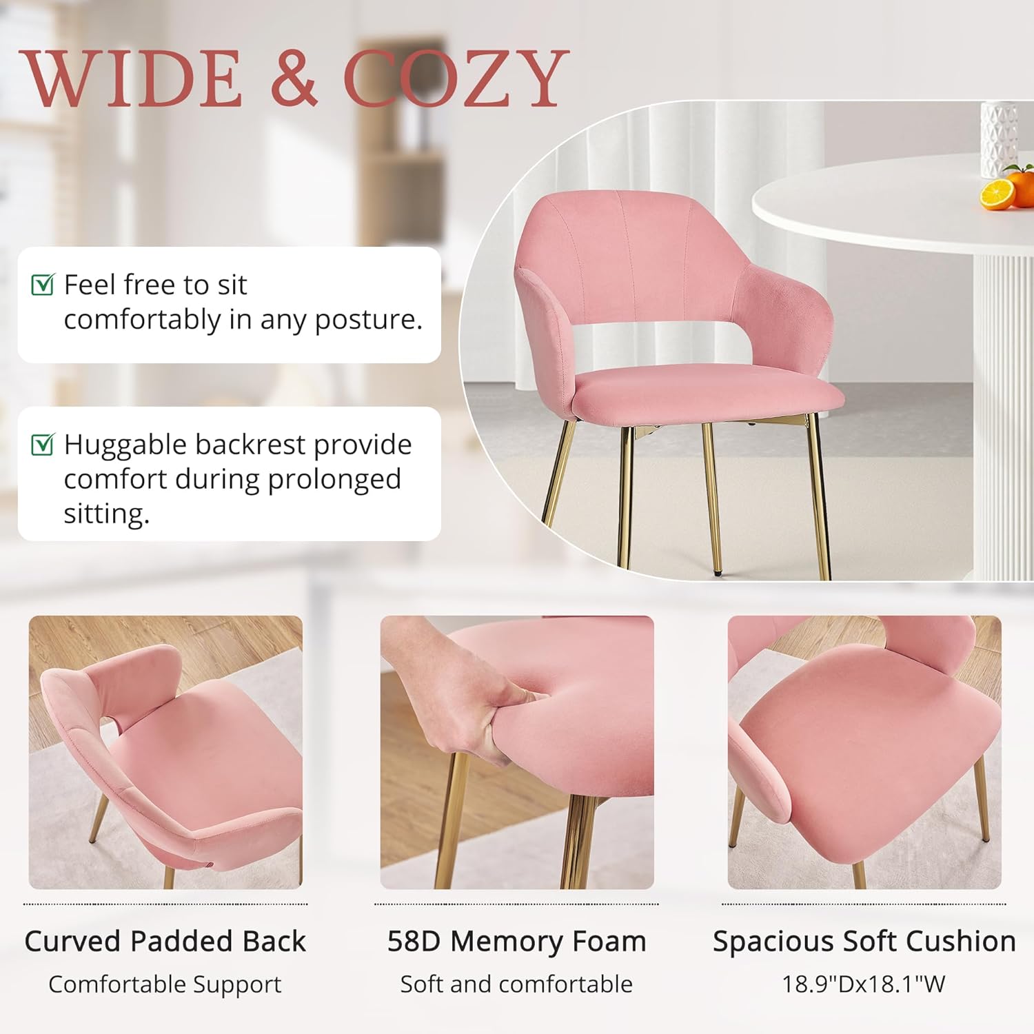 VECELO Velvet Dining Chairs Set of 2