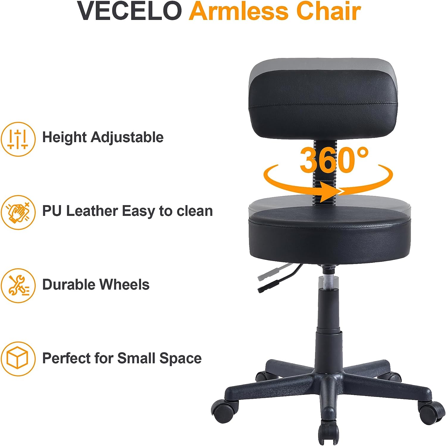 VECELO Home Office Desk Chair with Backrest - VECELO
