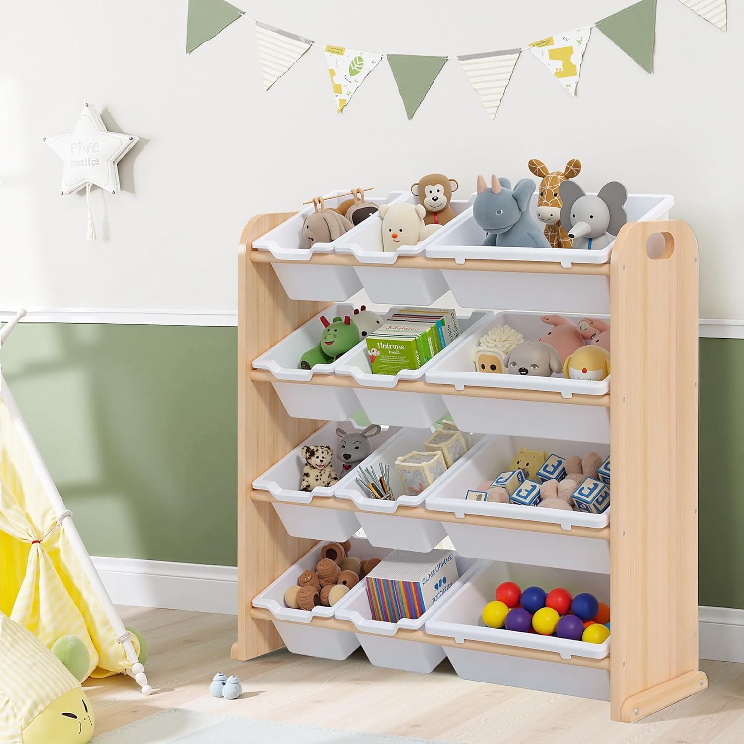 VECELO Kids Toy Storage Organizer with 12 Pcs Bins