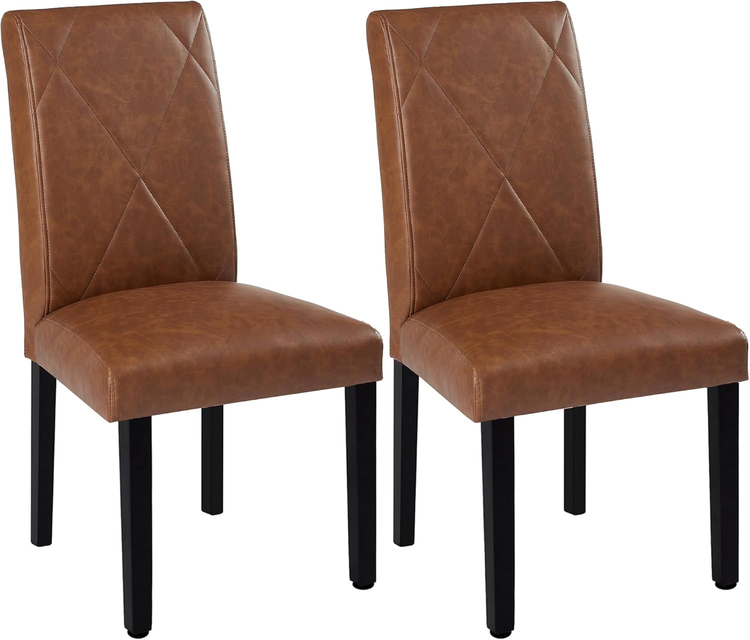 VECELO Upholstered Dining Chairs Set of 2 Modern Fabric and Solid Wood Legs & High Back - VECELO