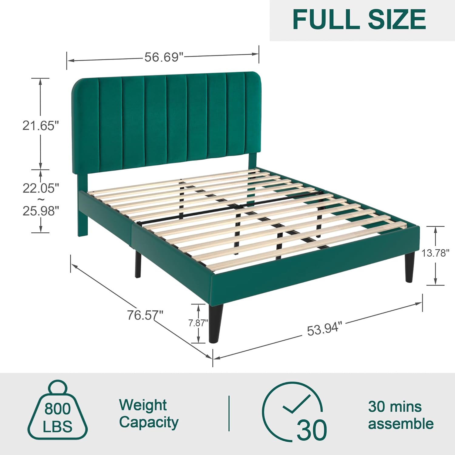 VECELO Upholstered Platform bedframe with Adjustable Headboard - VECELO