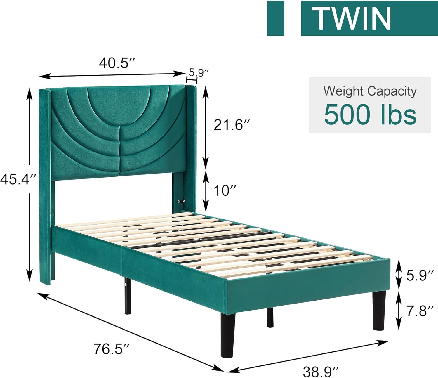 VECELO Upholstered Platform Bed Frame with Adjustable Fabric Headboard - VECELO