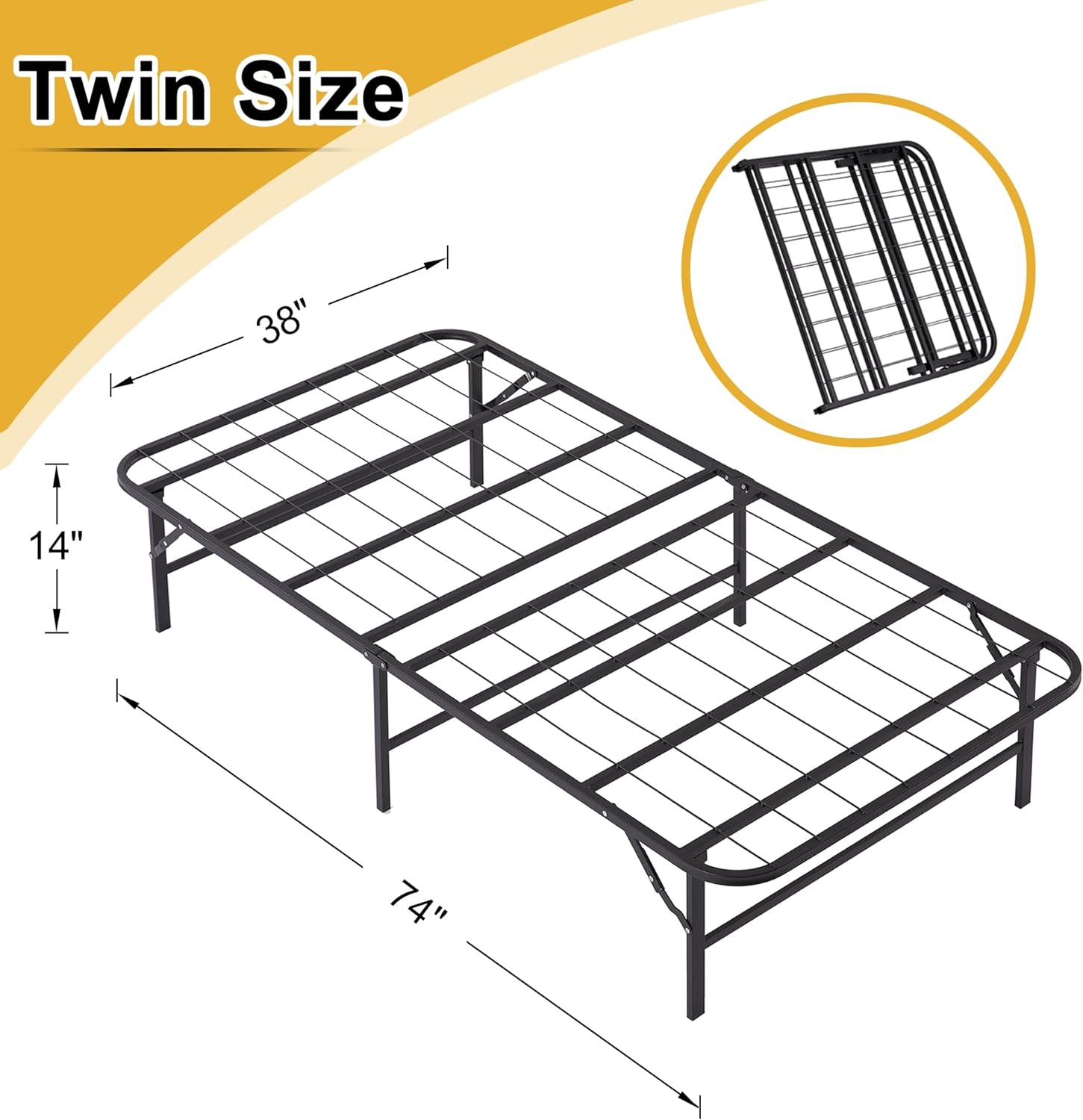 VECELO Metal Folding Bed Frame No Tools Required - VECELO