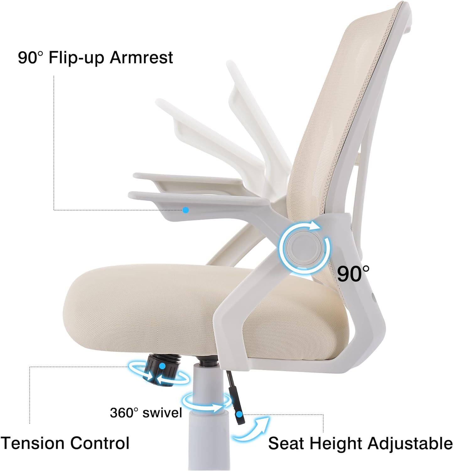 VECELO Mid-Back Swivel Ergonomic Office Chair - VECELO