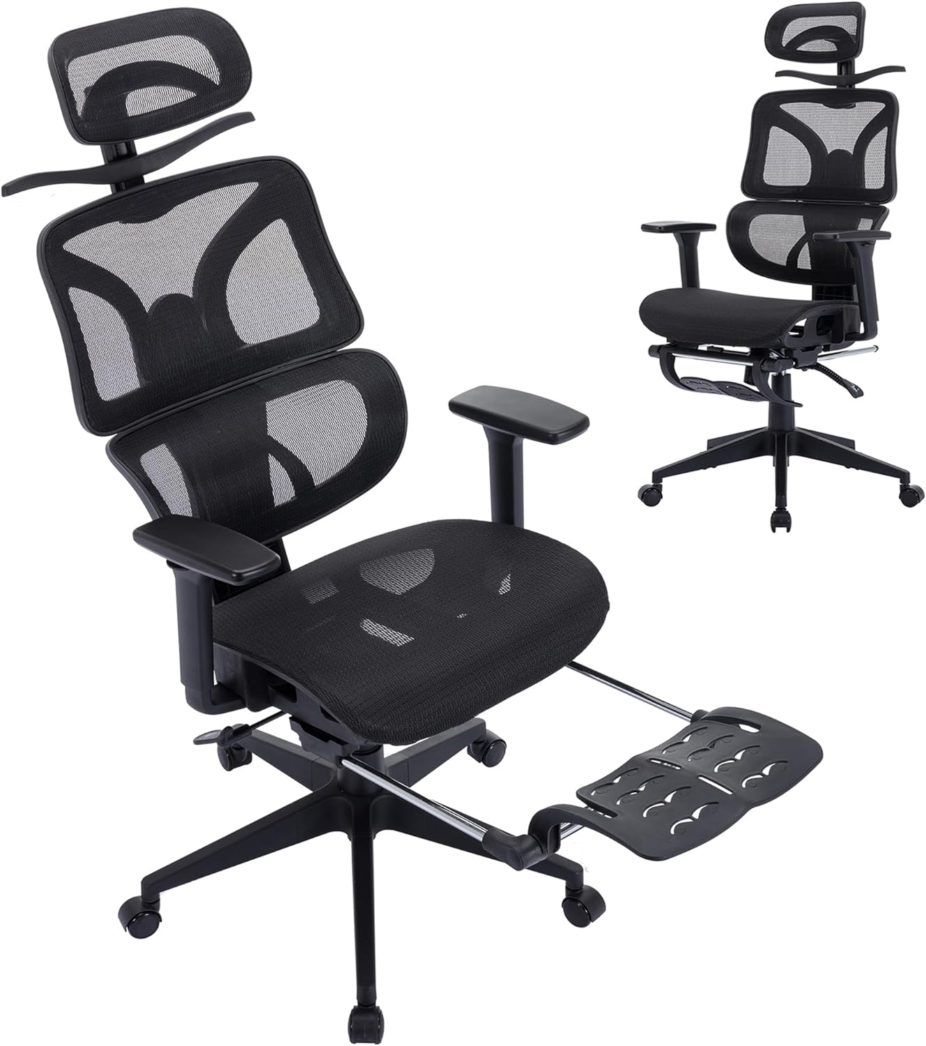 VECELO Swivel Ergonomic High Back Mesh Office Chair with Retractable Footrest - VECELO