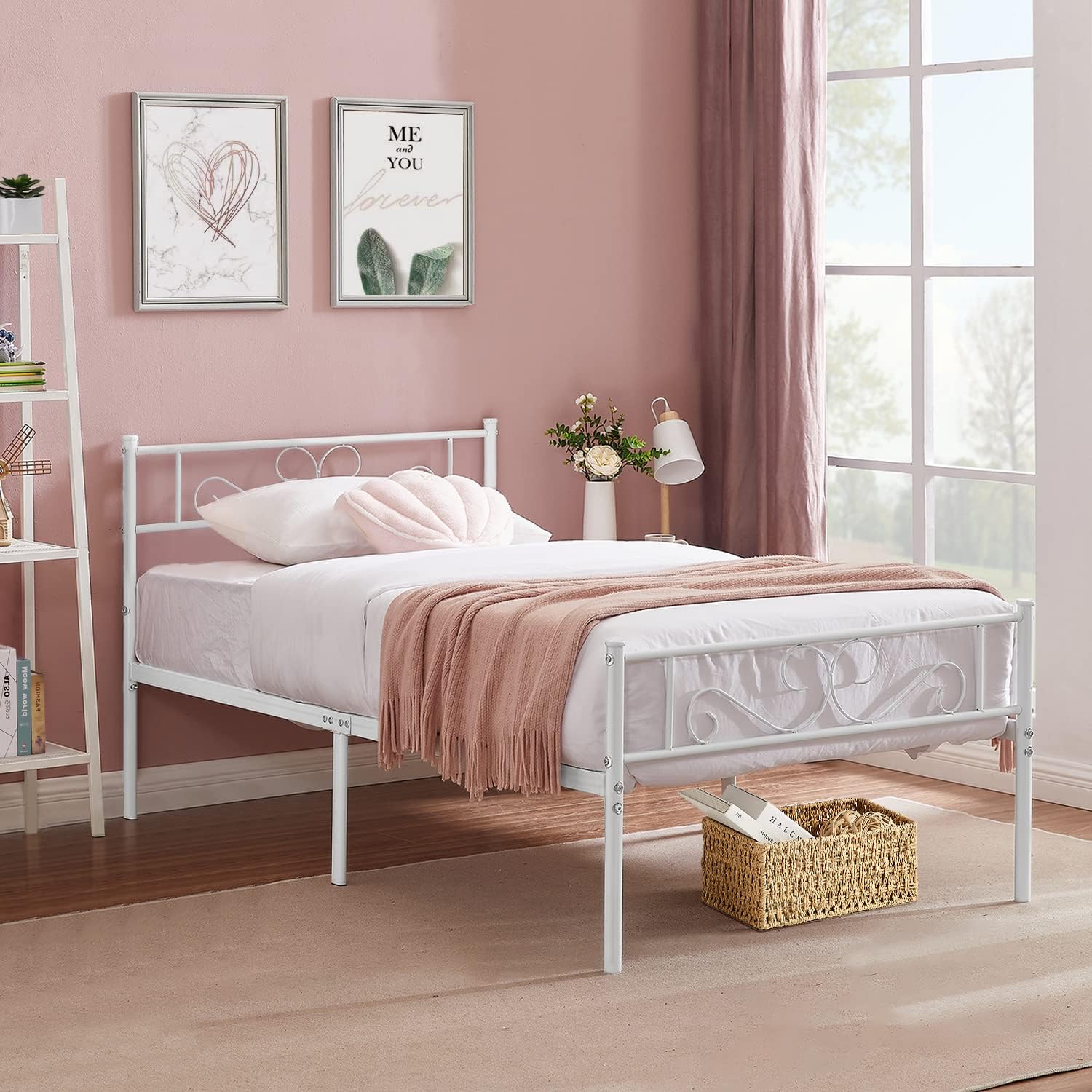 VECELO Metal Platform Bed Frame Mattress Foundation with Headboard & Footboard - VECELO