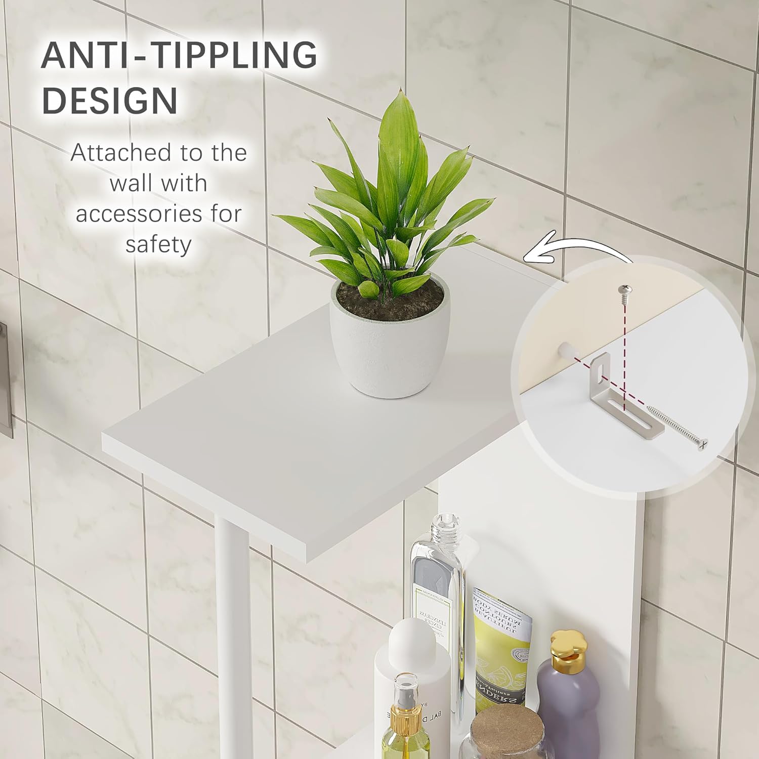 VECELO Slim Bathroom Storage Cabinet with Door - VECELO