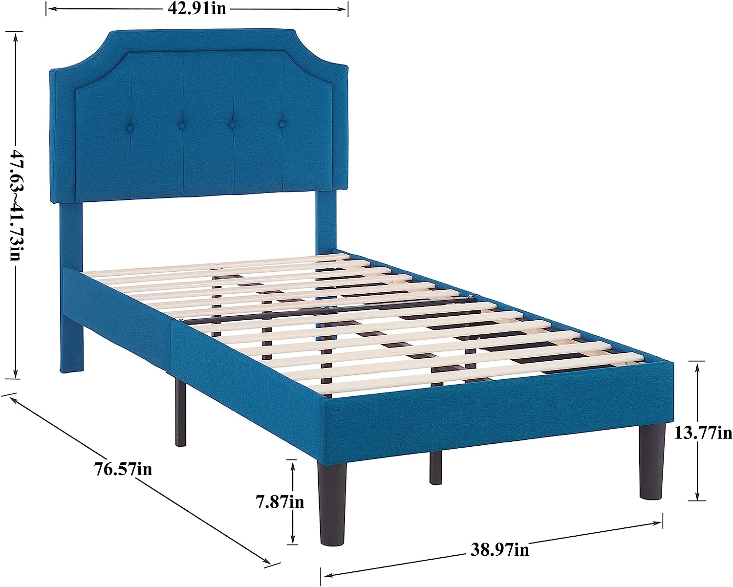 VECELO Premium Upholstered Platform Bed Diamond Stitched Panel Headboard - VECELO