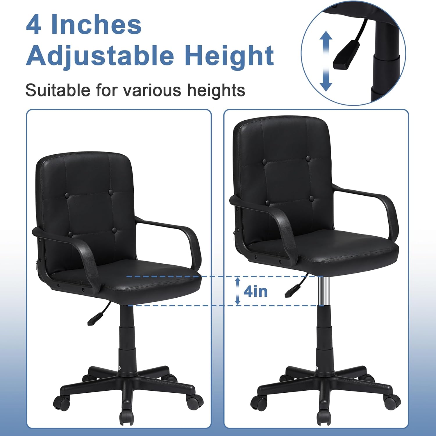 VECELO Home Office Desk Chair with Armrests - VECELO
