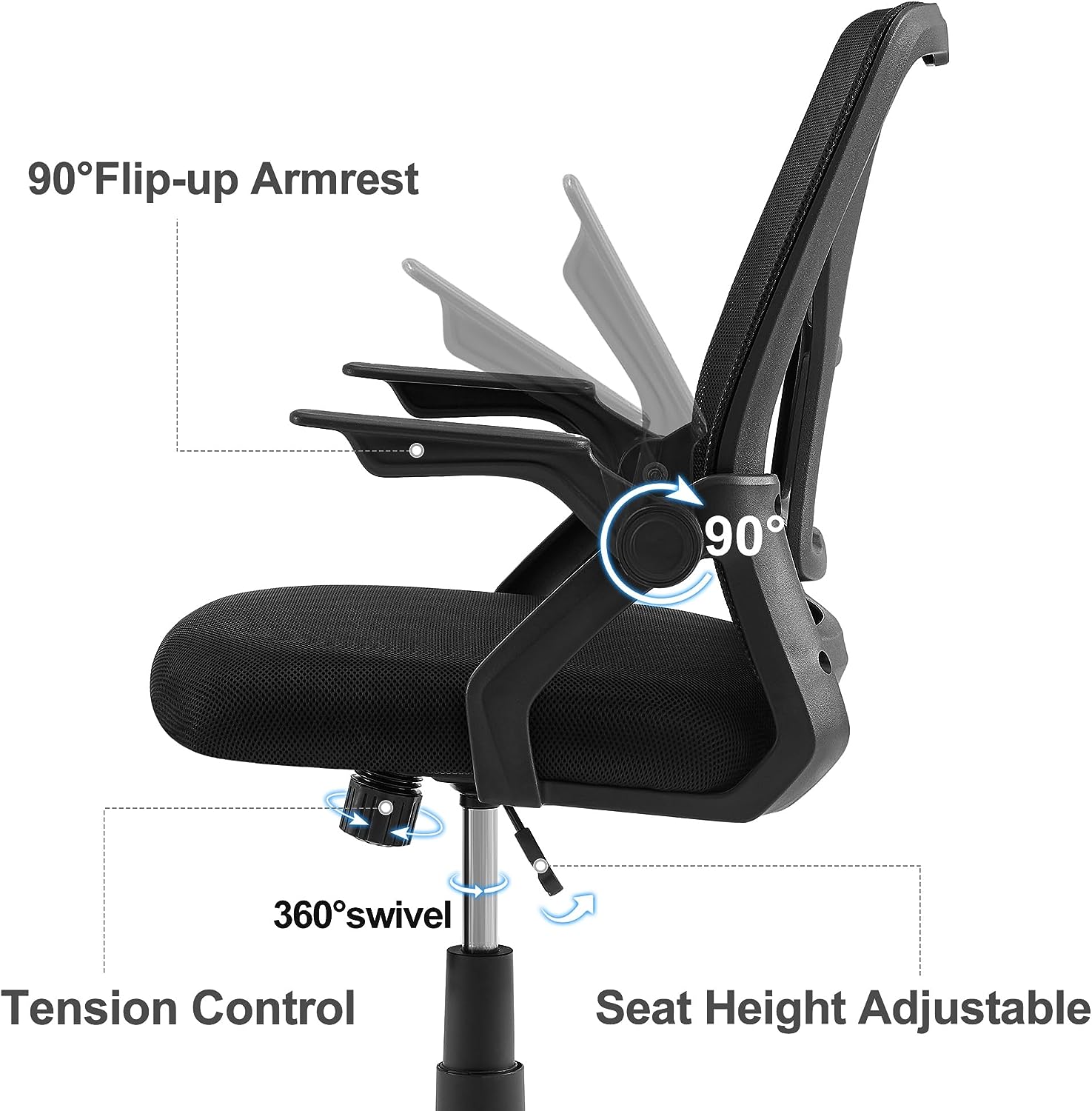 VECELO Mid-Back Swivel Ergonomic Office Chair - VECELO