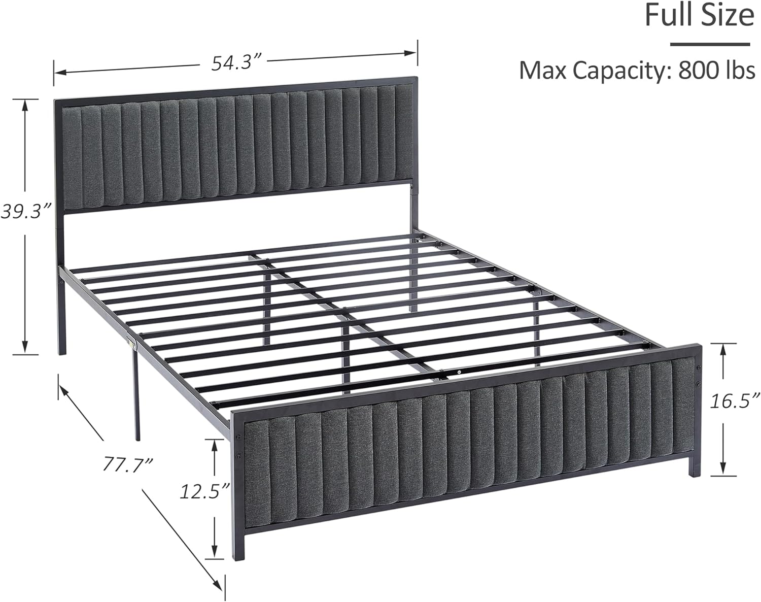 VECELO Bed Frame with Upholstered Tufted Headboard & Footboard - VECELO