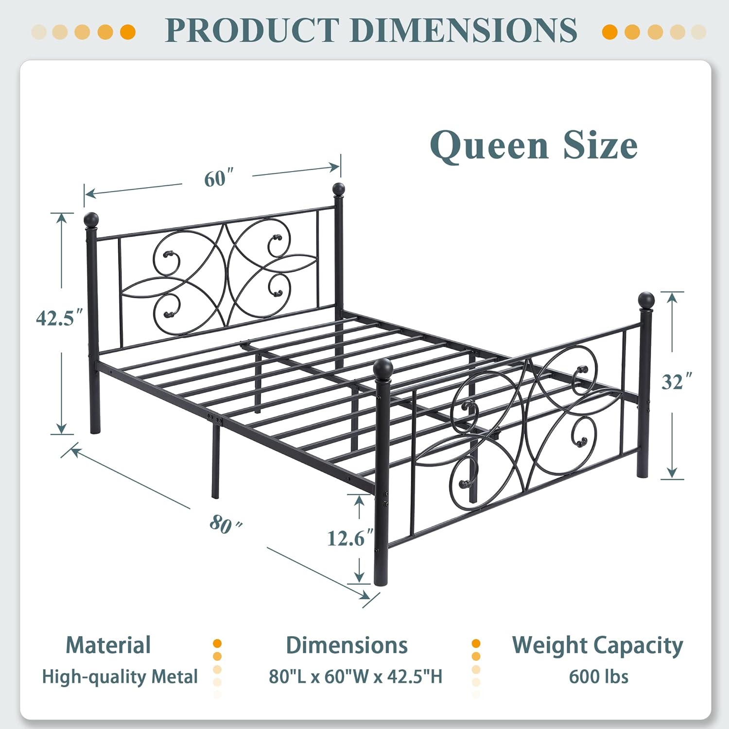 VECELO Metal Bed Frame/Mattress Foundation with Stylish Headboard & Footboard - VECELO