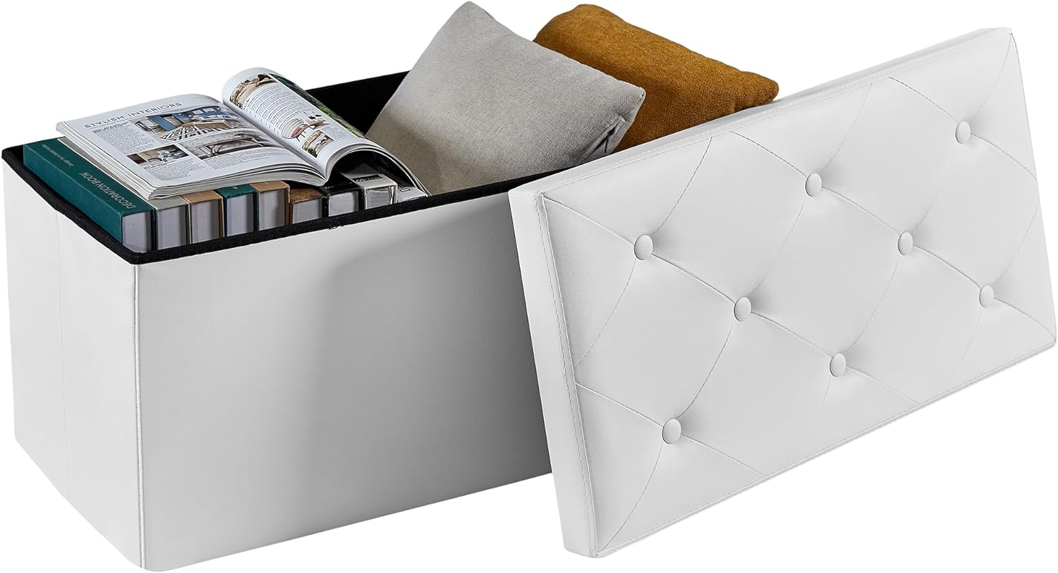 VECELO Storage Ottoman Bench End of Bed 43'' Footstool Footrest Stool Shoestool - VECELO