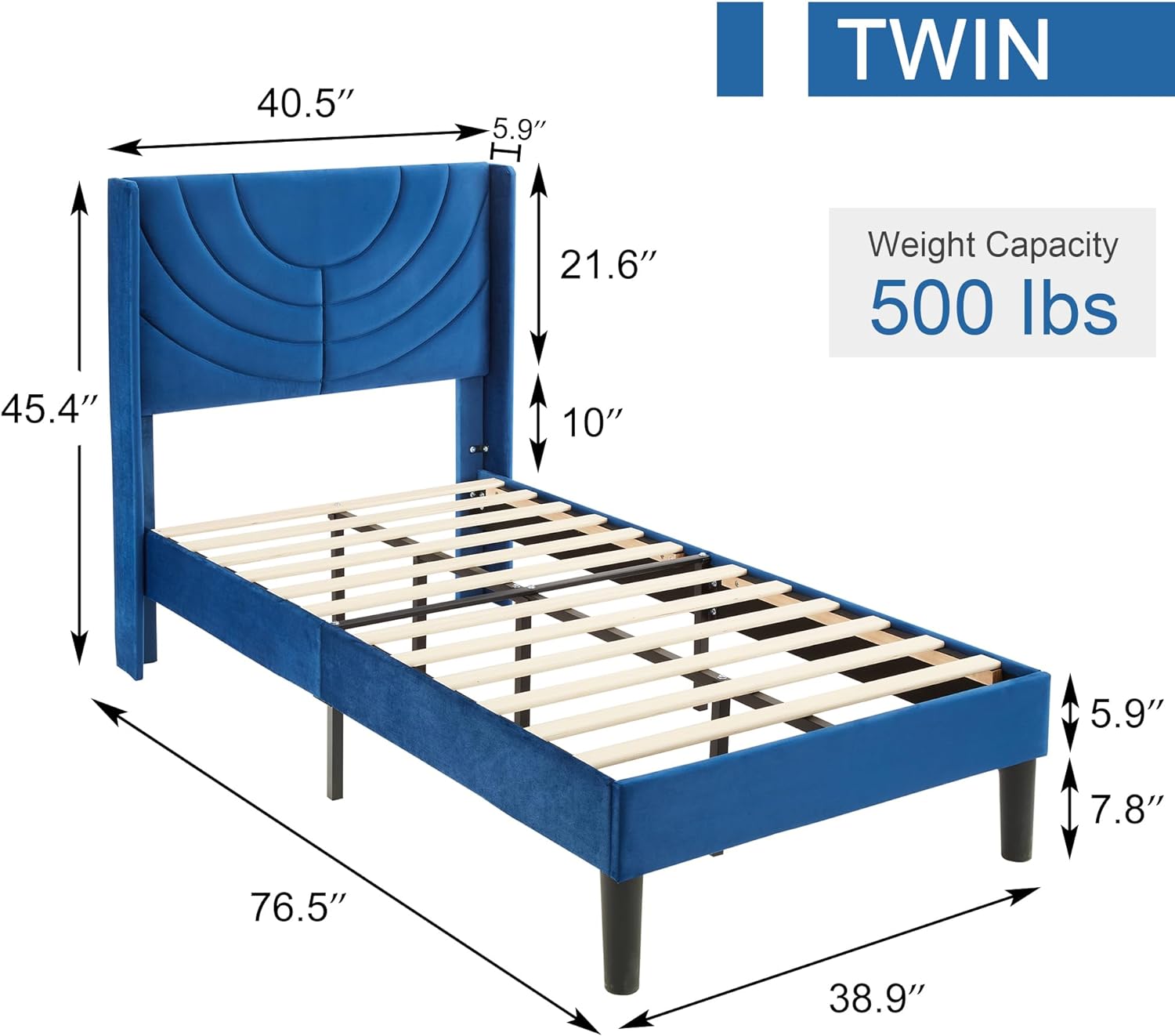 VECELO Upholstered Platform Bed Frame with Adjustable Fabric Headboard - VECELO