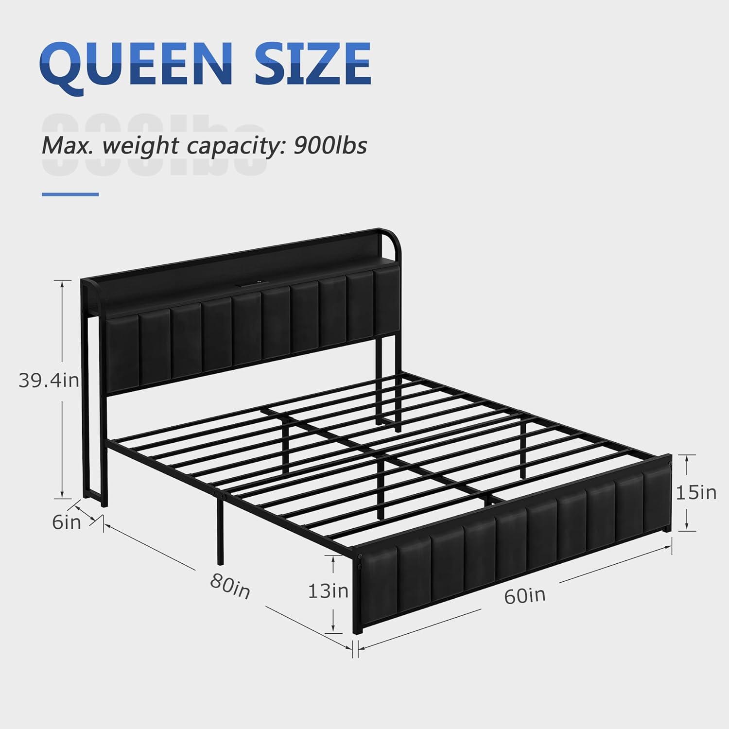 VECELO Twin Bed Frame, Storage Upholstered Headboard with Charging Station - VECELO