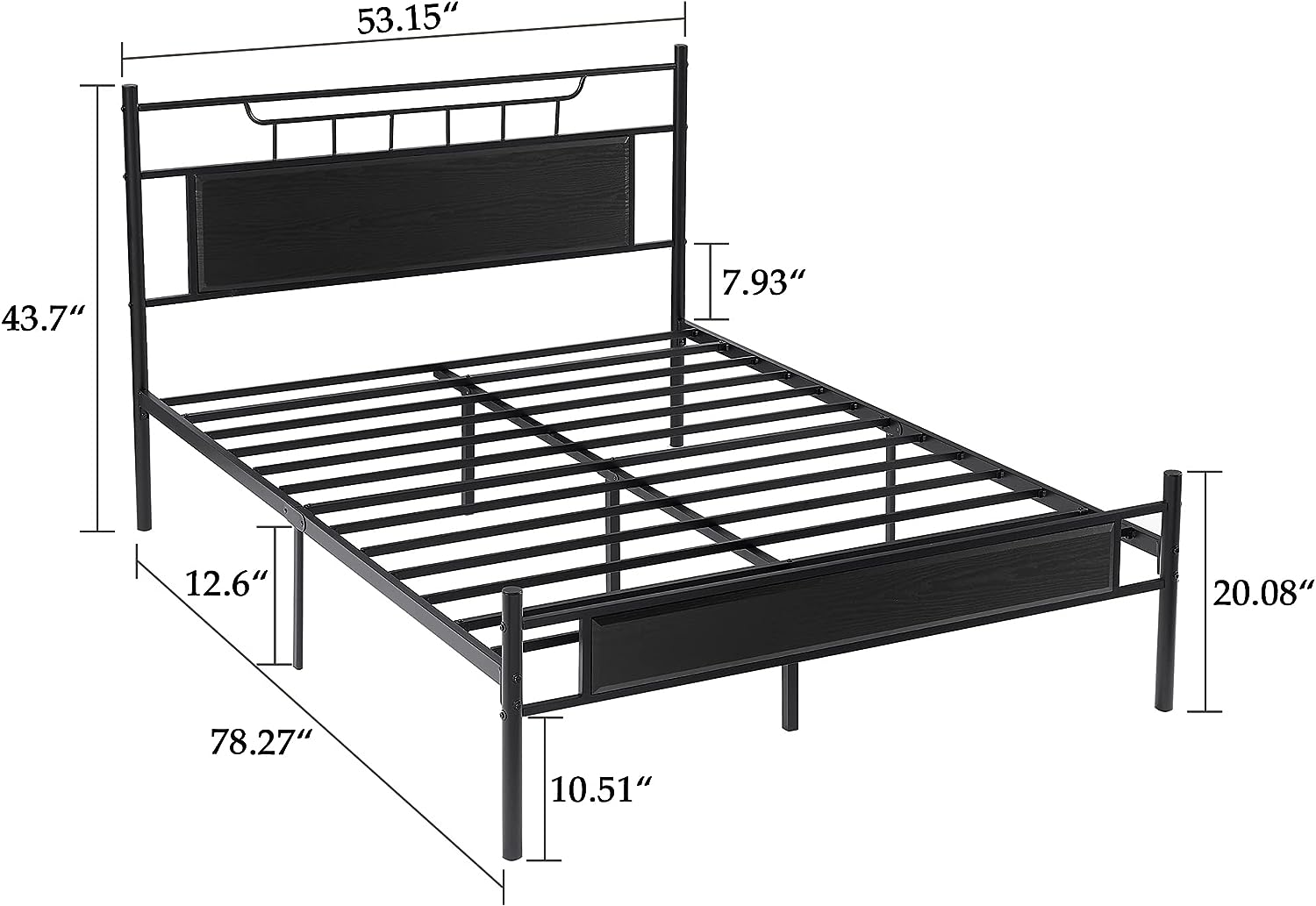 VECELO Platform Bed Frame with Wood Headboard No Box Spring Needed Heavy Duty Steel Slat - VECELO