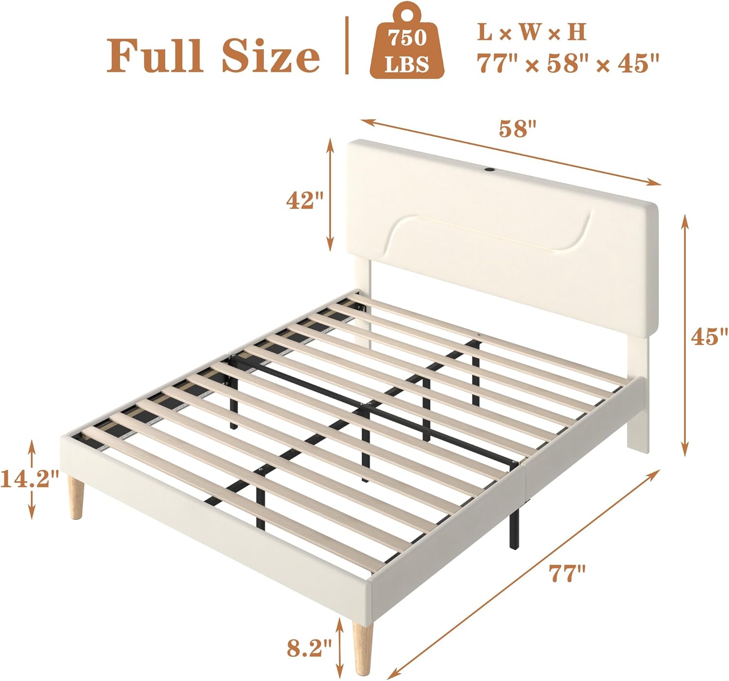 VECELO Bed Frame with LED Lights - VECELO