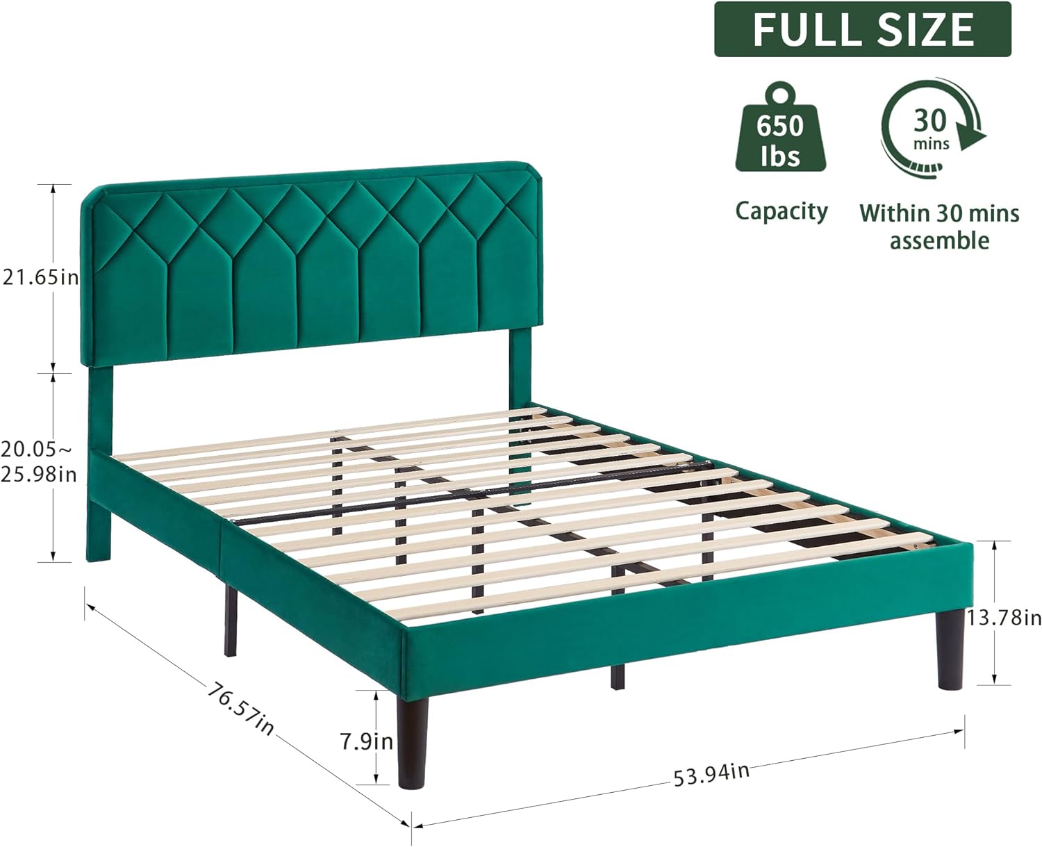 VECELO Premium Leather Upholstered Platform Bed Frame - VECELO