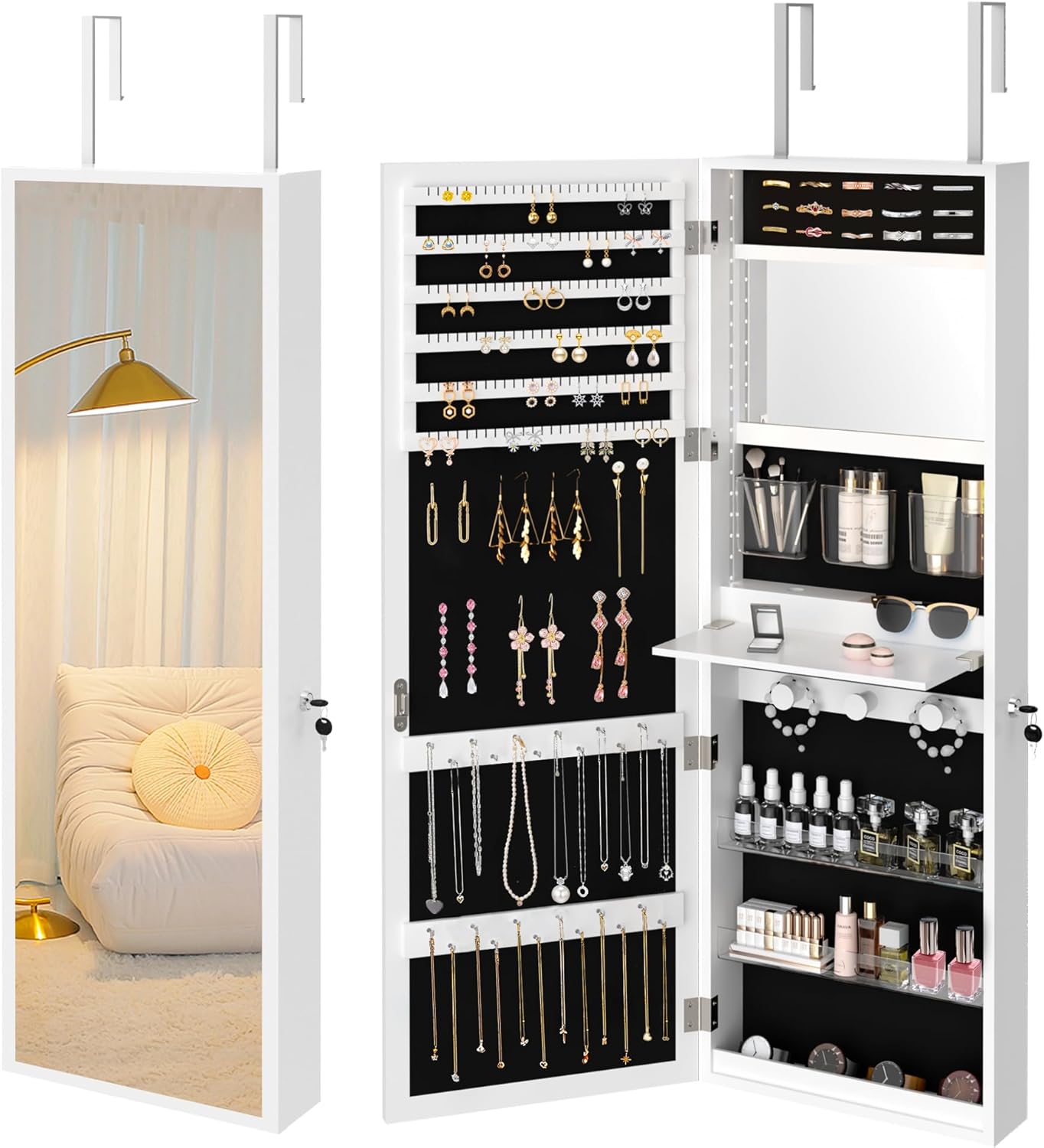 VECELO LED Mirror Jewelry Cabinet - VECELO