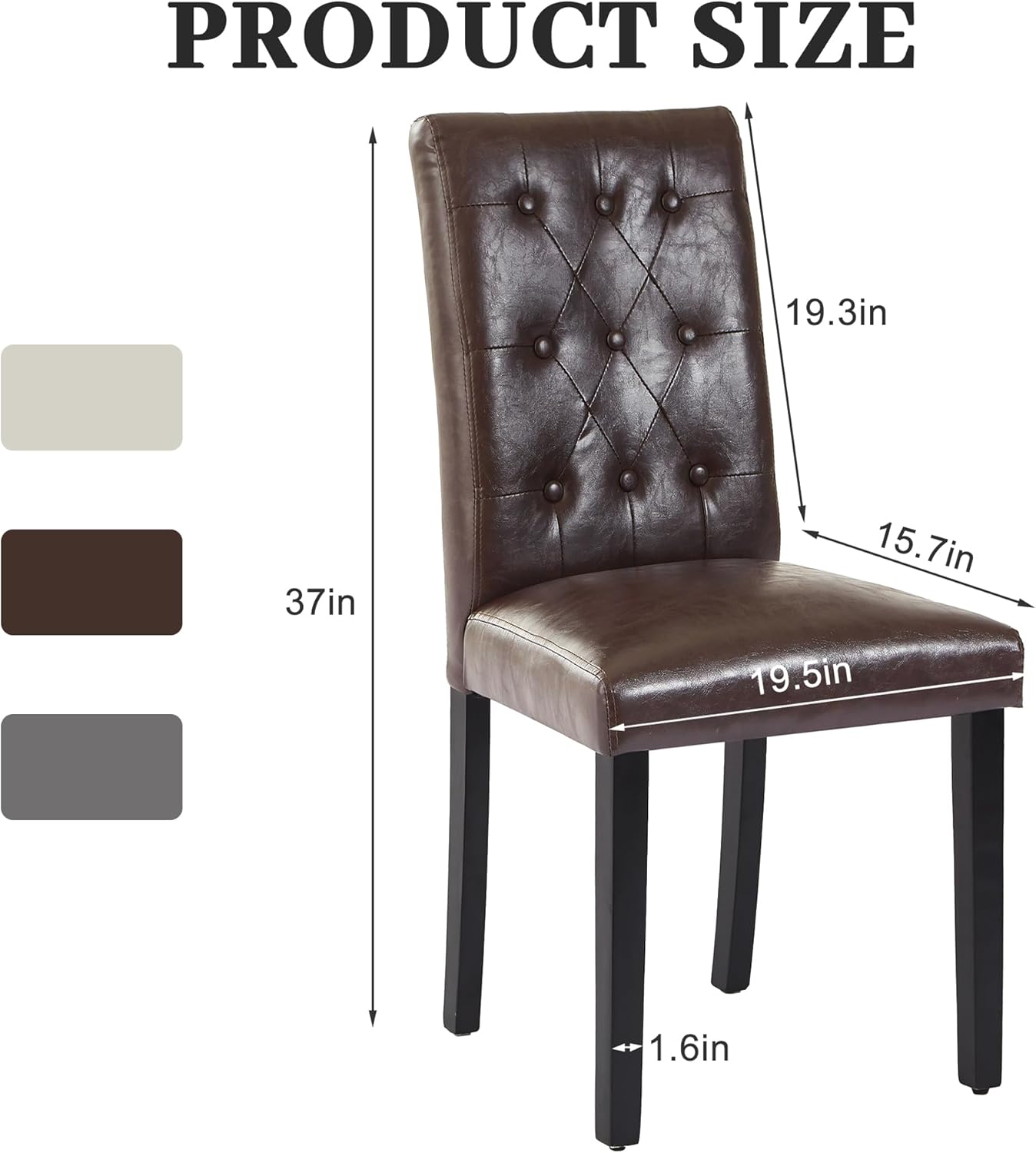 VECELO Upholstered Dining Chairs Set of 2 Button Tufted Back, Padded Seat, Wood Legs with Rubber Footpads - VECELO