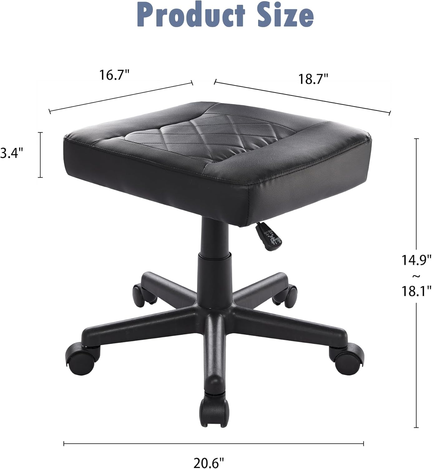 VECELO Under Desk Footrest, PU Ergonomic Foot Rest with Wheels - VECELO