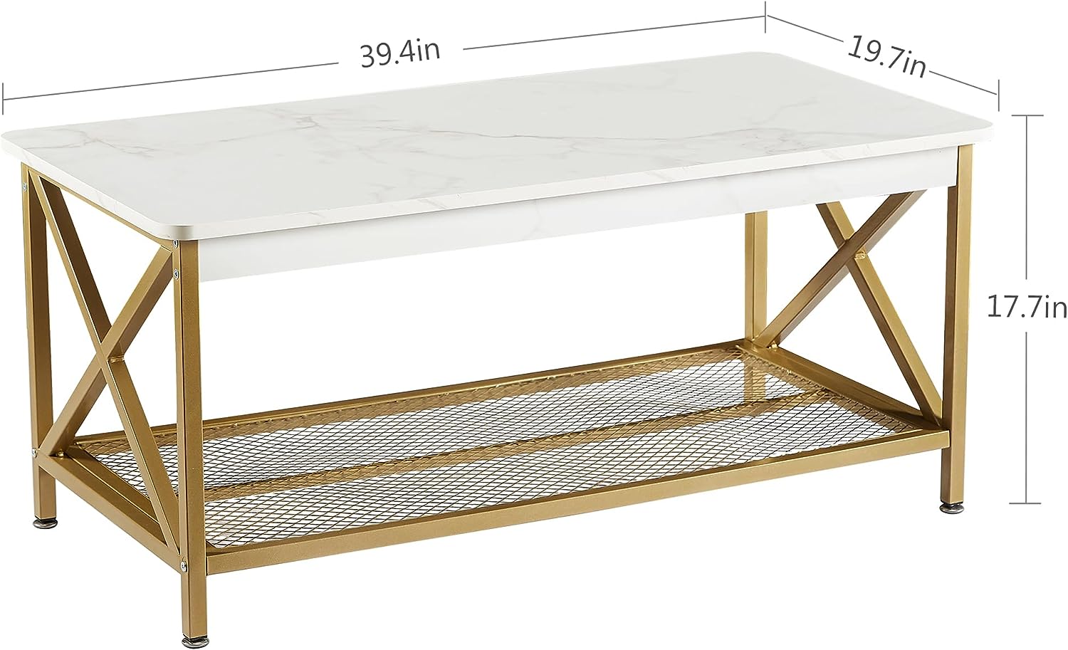 VECELO Coffee Table with Storage Shelf for Living Room 39.4 Inch, Simple Modern & Industrial Design - VECELO