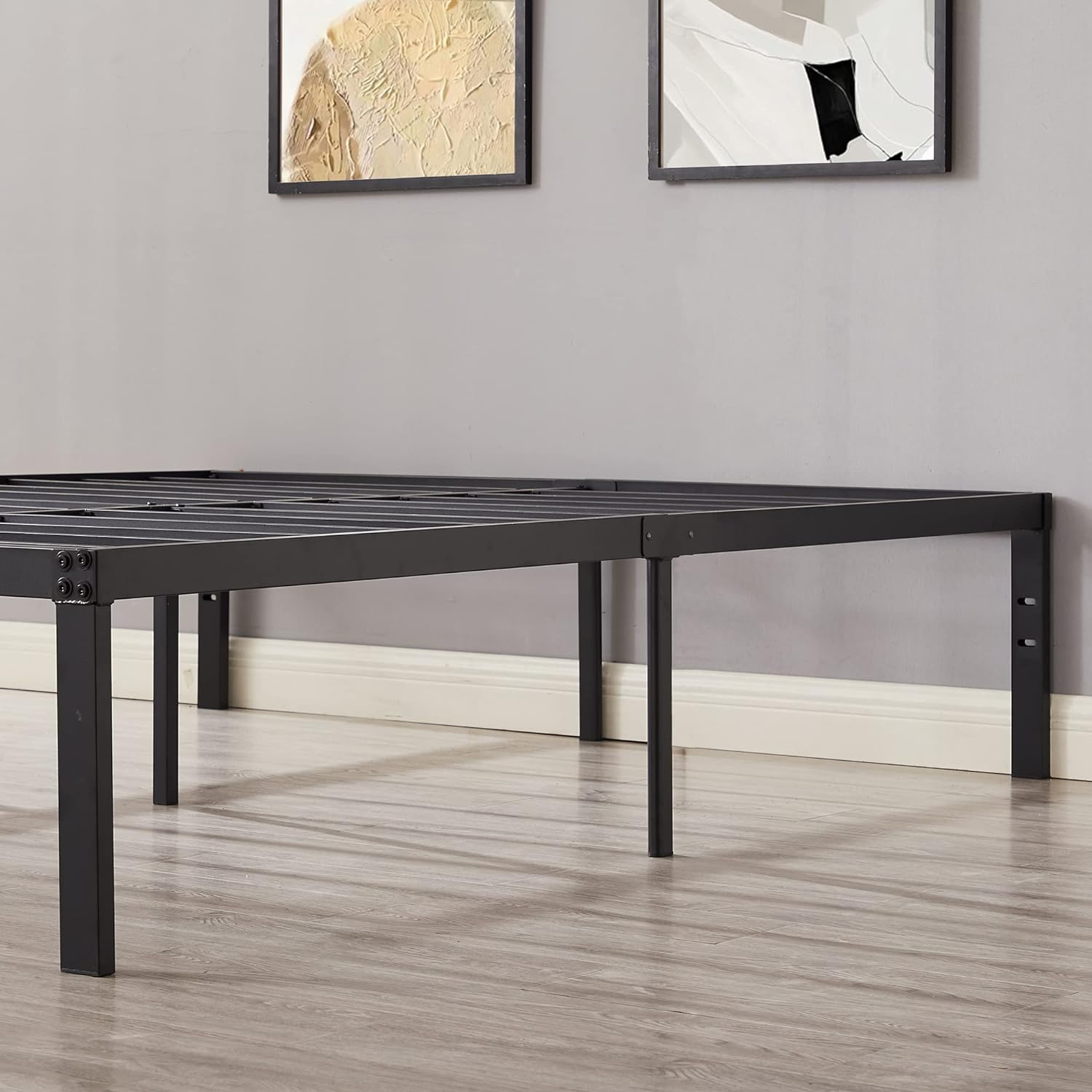 VECELO Metal Platform Bed Frame Heavy Duty Steel Slat, No Box Spring Needed - VECELO