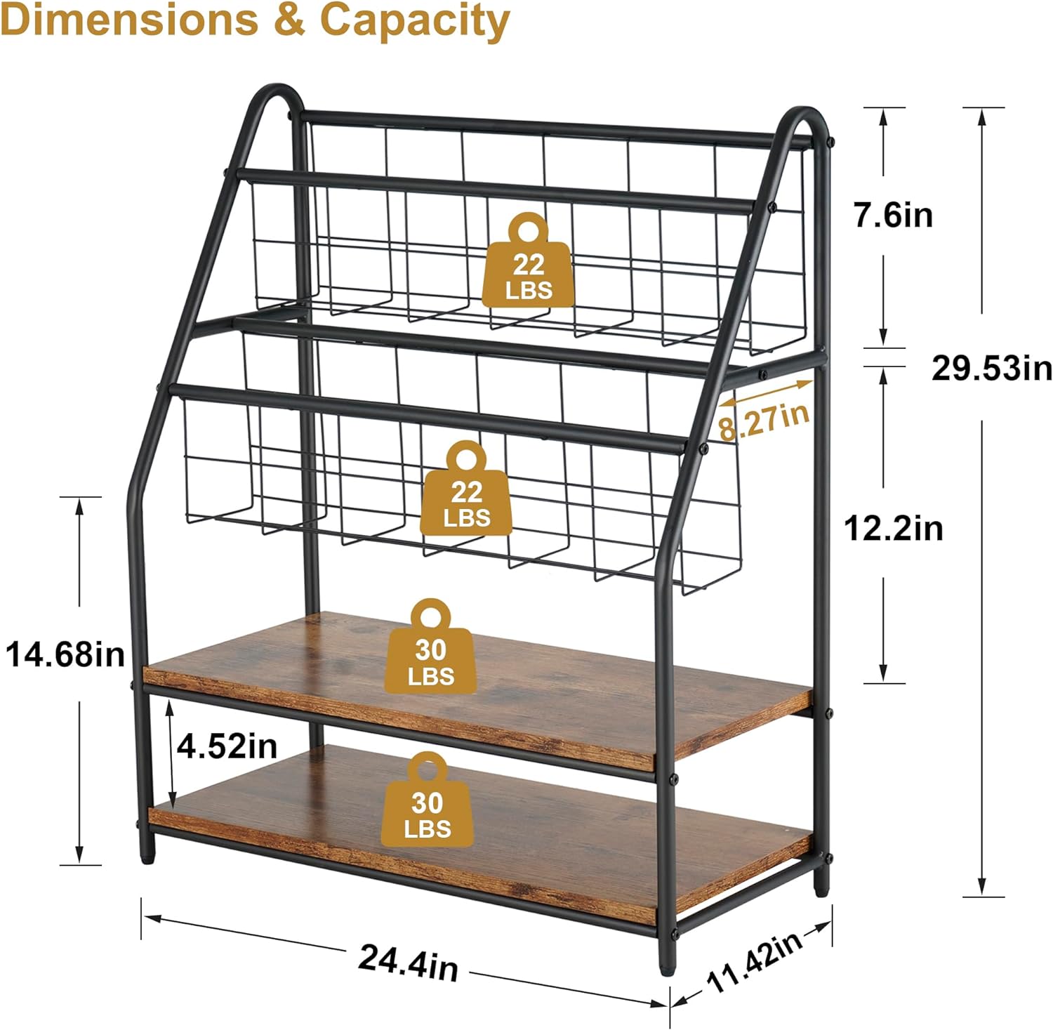 VECELO Newspaper Magazine Holders,2-Tier Metal Racks Brochure Display Stand - VECELO